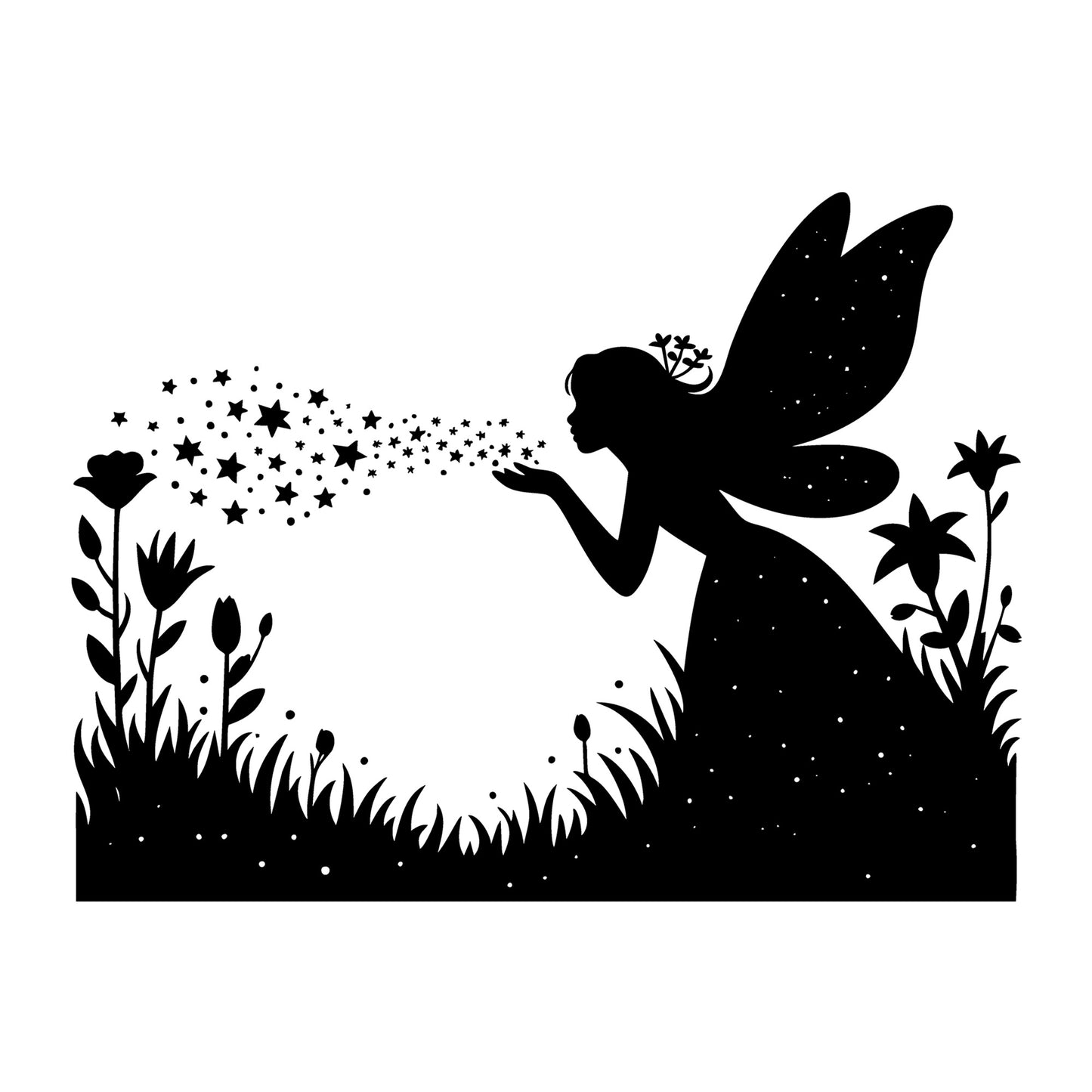 Fairy SVG for Cricut, Silhouette, laser cutting, vinyl, sublimation, fantasy crafts, decals, signs, and DIY craft projects.