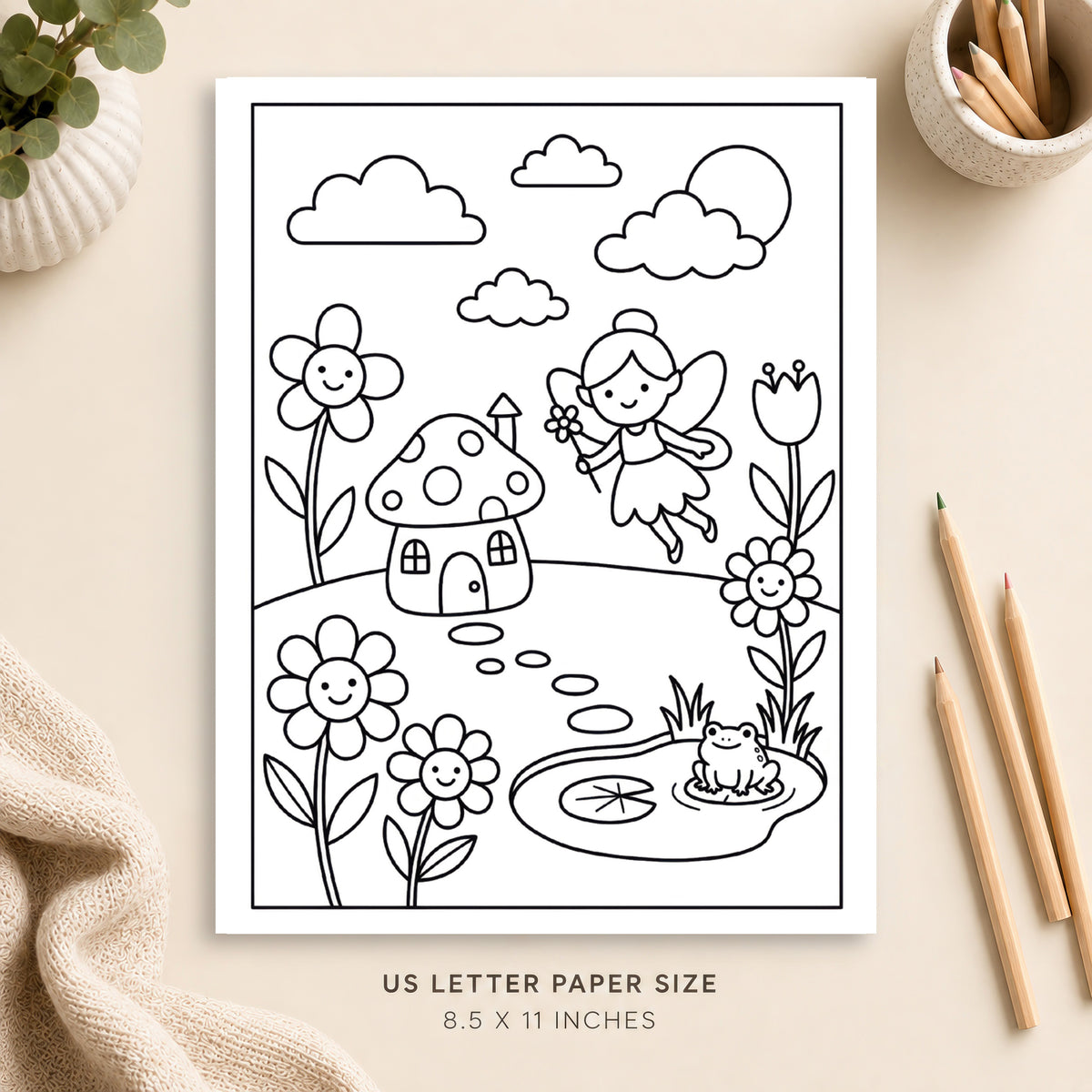 Fairy Garden Coloring Page 1