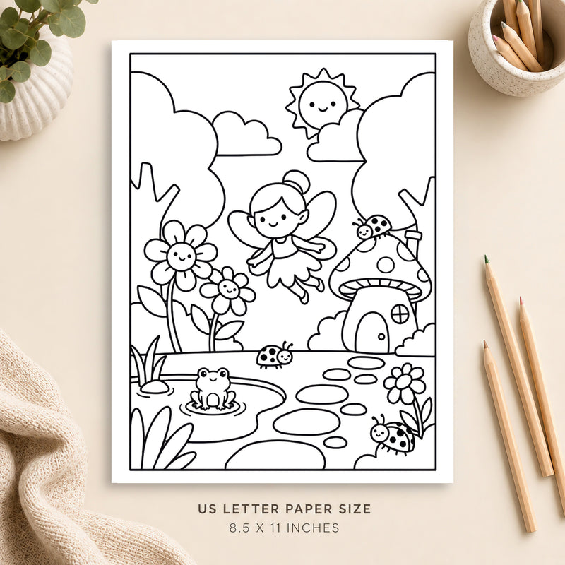 Fairy Garden Coloring Page 2
