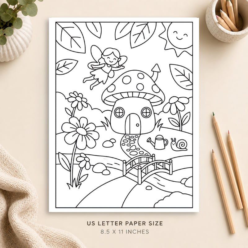 Fairy Garden Coloring Page 2