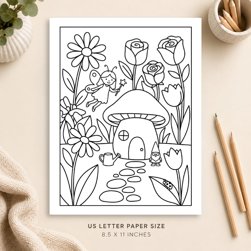 Fairy Garden Coloring Page 3