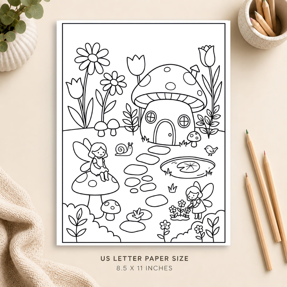 Fairy Garden Coloring Page 3