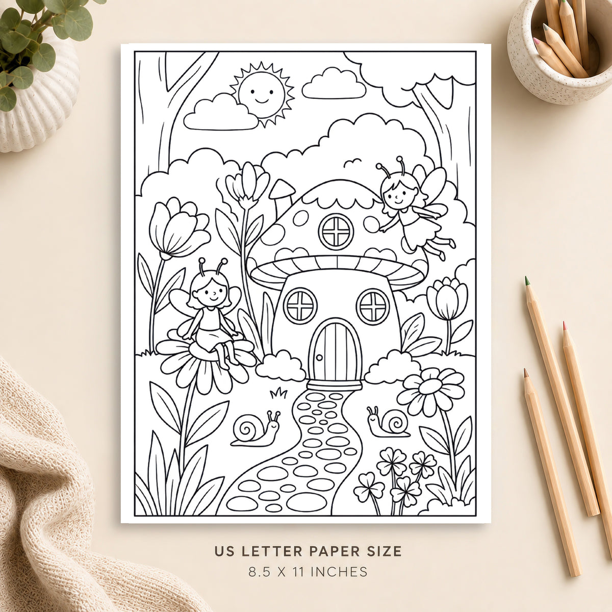 Fairy Garden Coloring Page 4