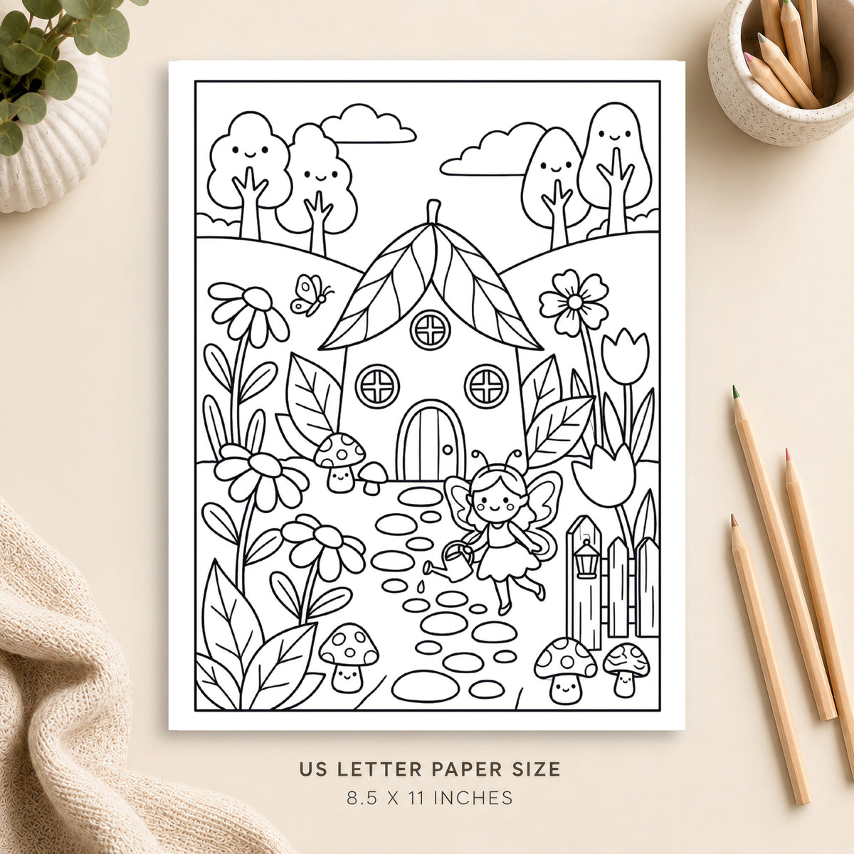 Fairy Garden Coloring Page 4