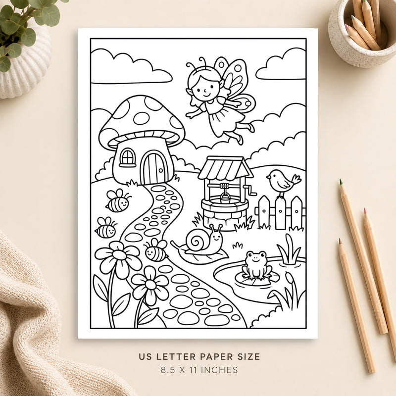 Fairy Garden Coloring Page 6