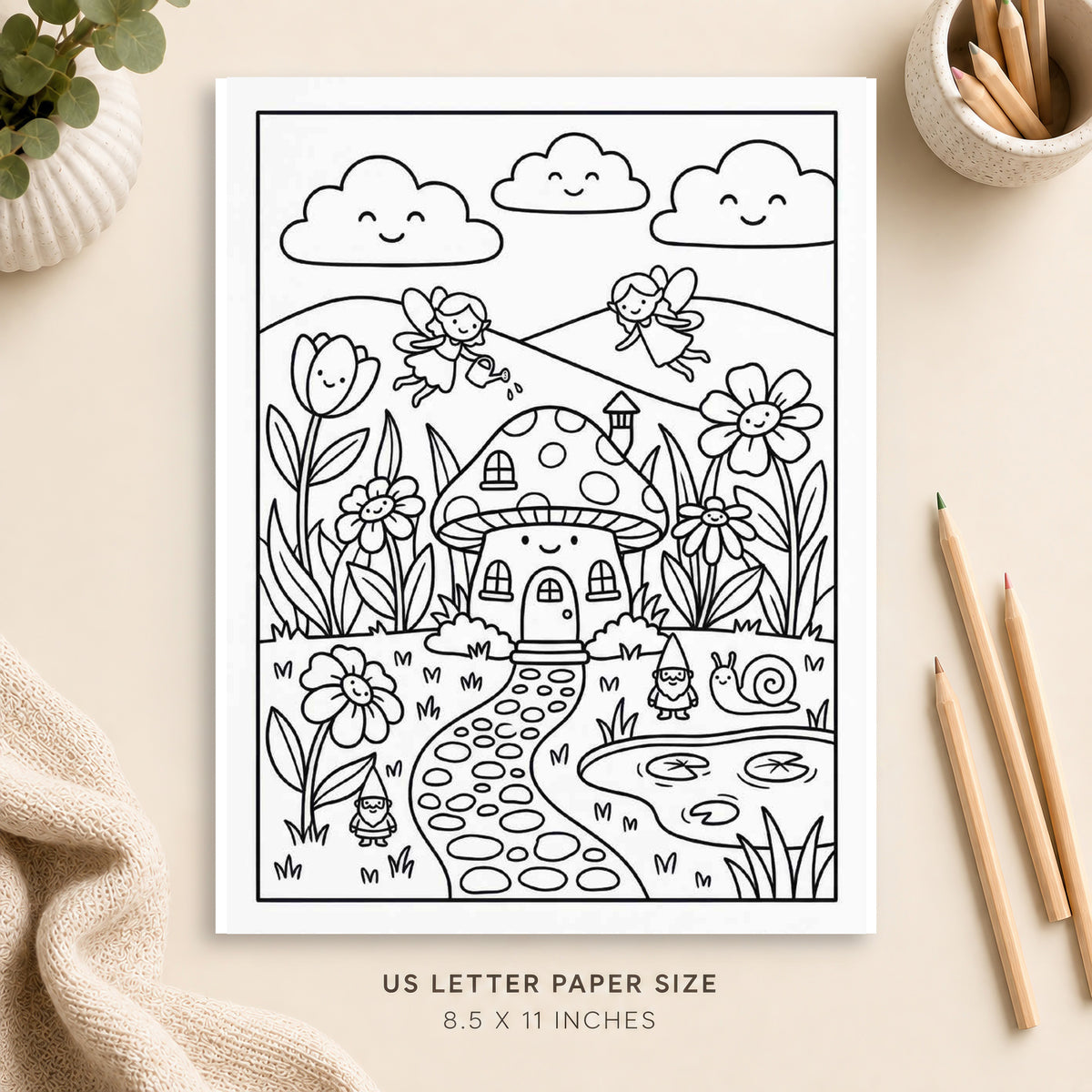 Fairy Garden Coloring Page 7