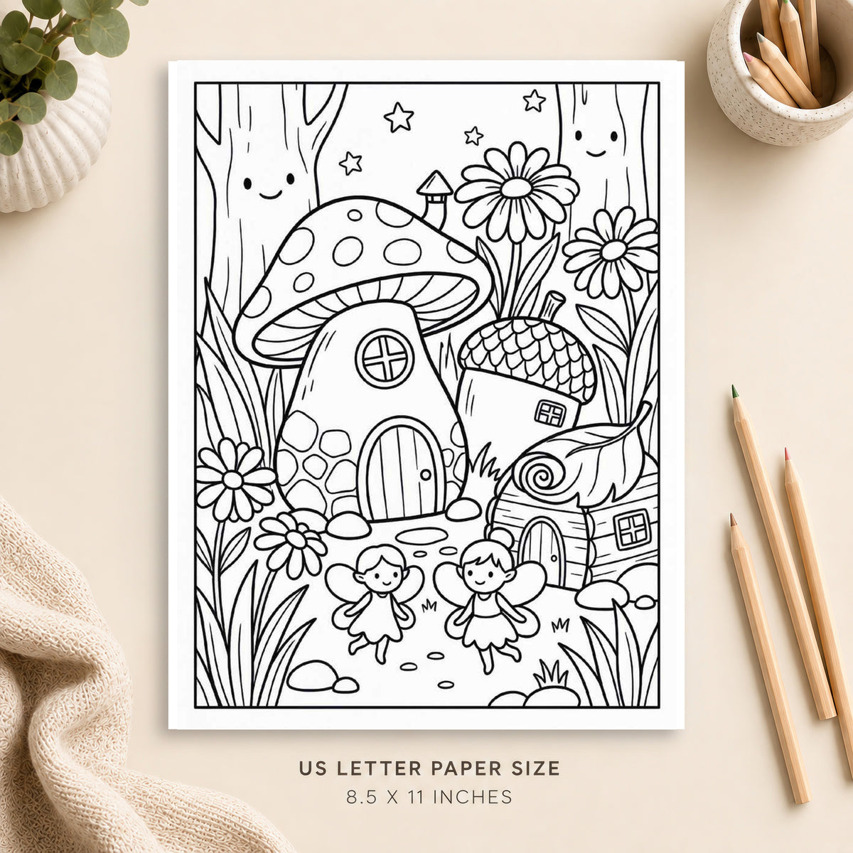 Fairy Village Coloring Page 3