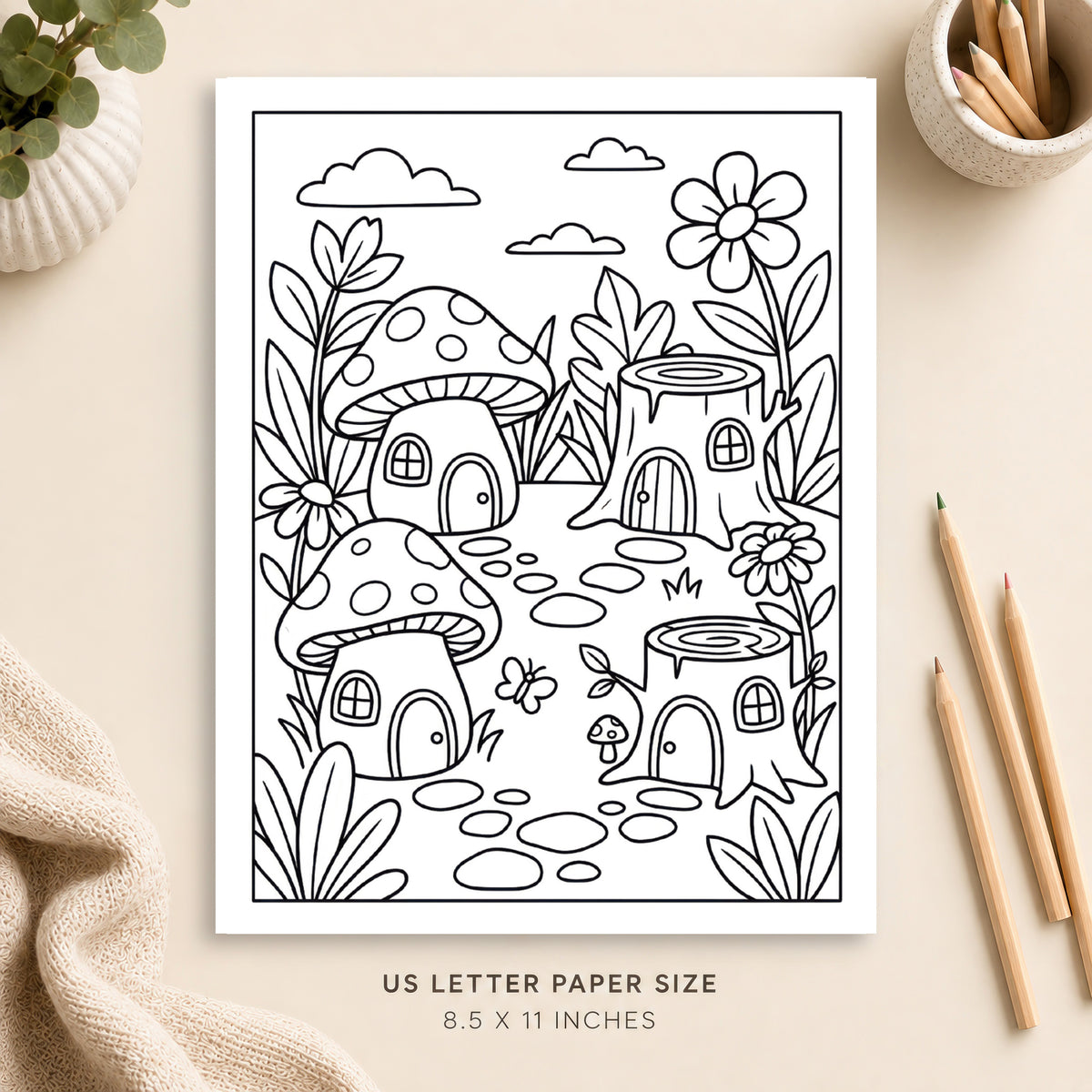 Fairy Village Coloring Page 4
