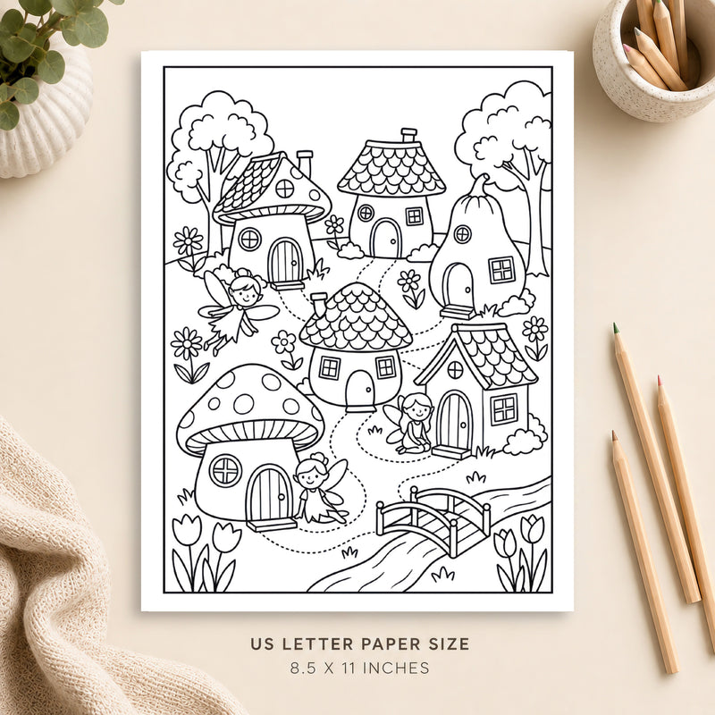 Fairy Village Coloring Page 5