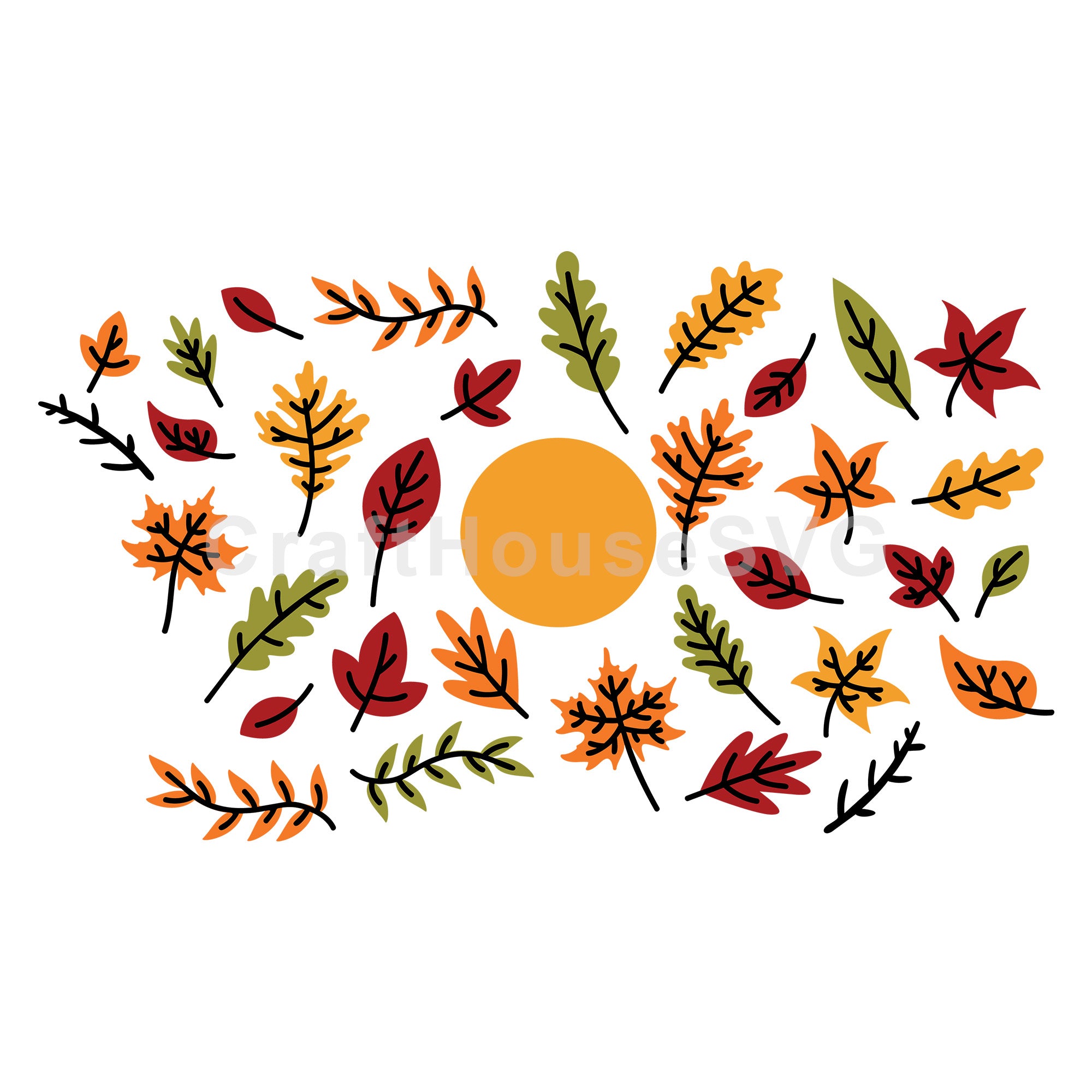 Fall Leaves Venti Cold Cup Wrap SVG