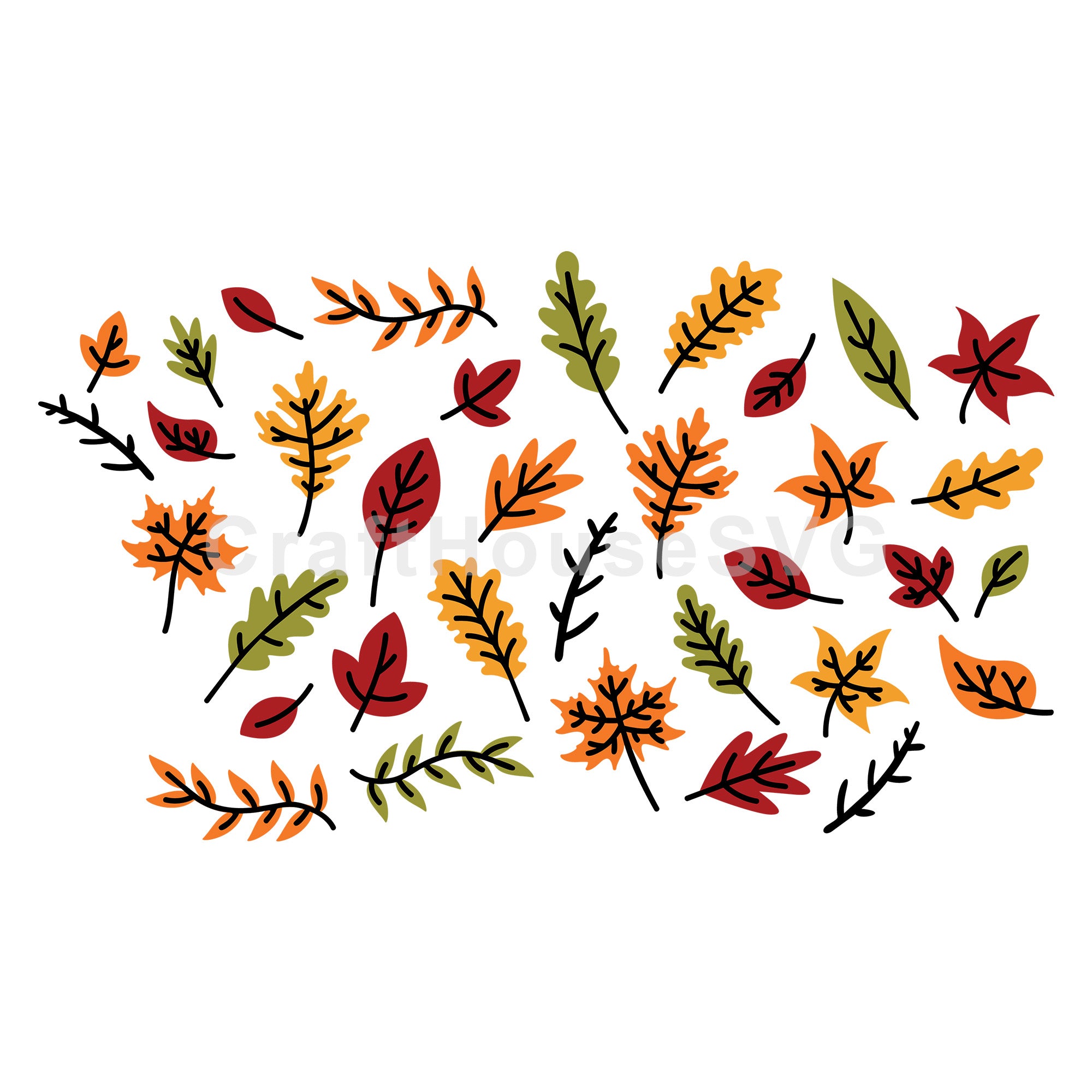 Fall Leaves Venti Wrap SVG