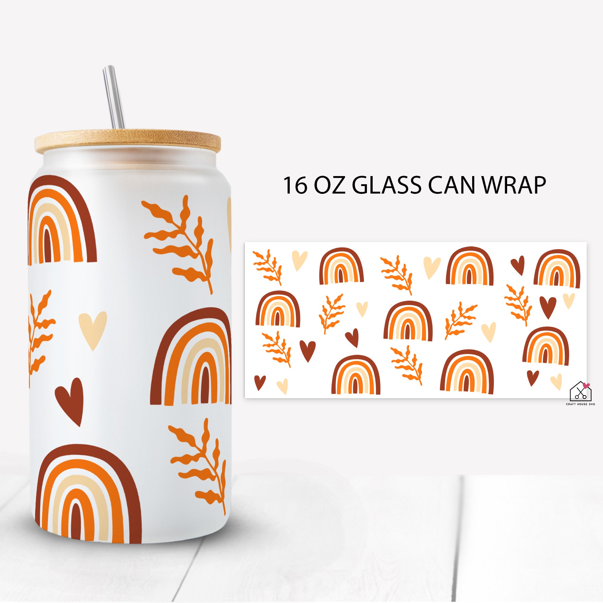 Fall Rainbow Glass Can Wrap SVG Cut File