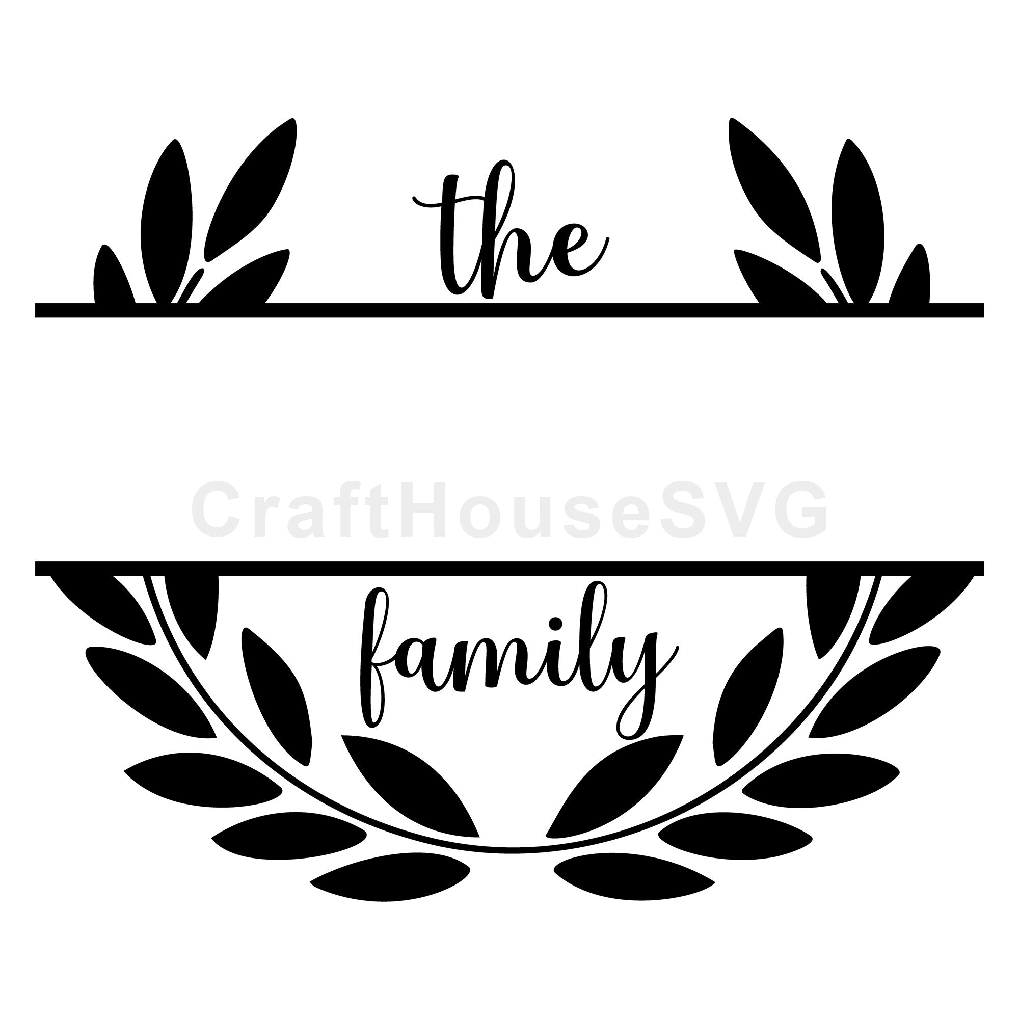 Bold Leaf Wreath Family Monogram Frame SVG