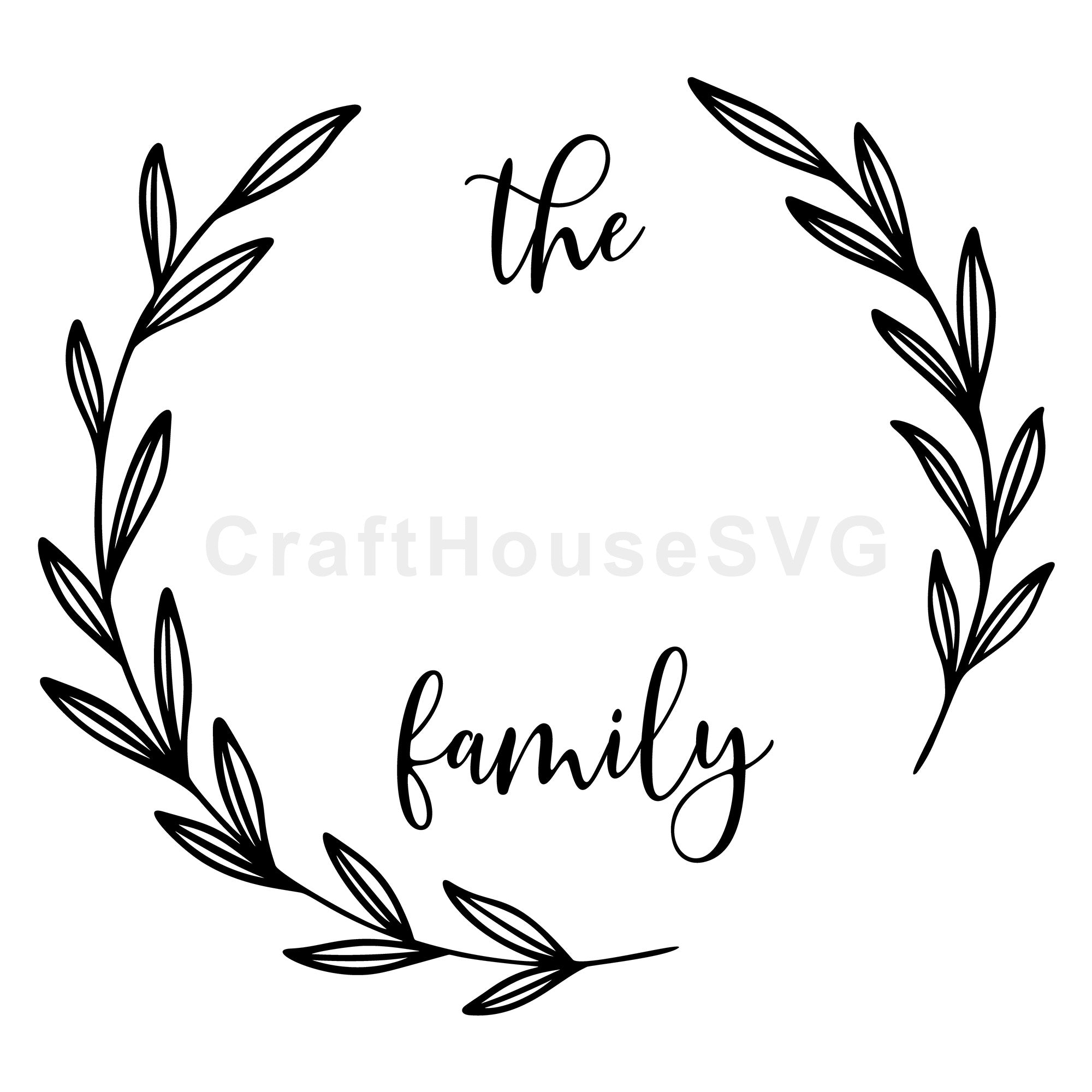 Open Leafy Circle Family Monogram Frame SVG