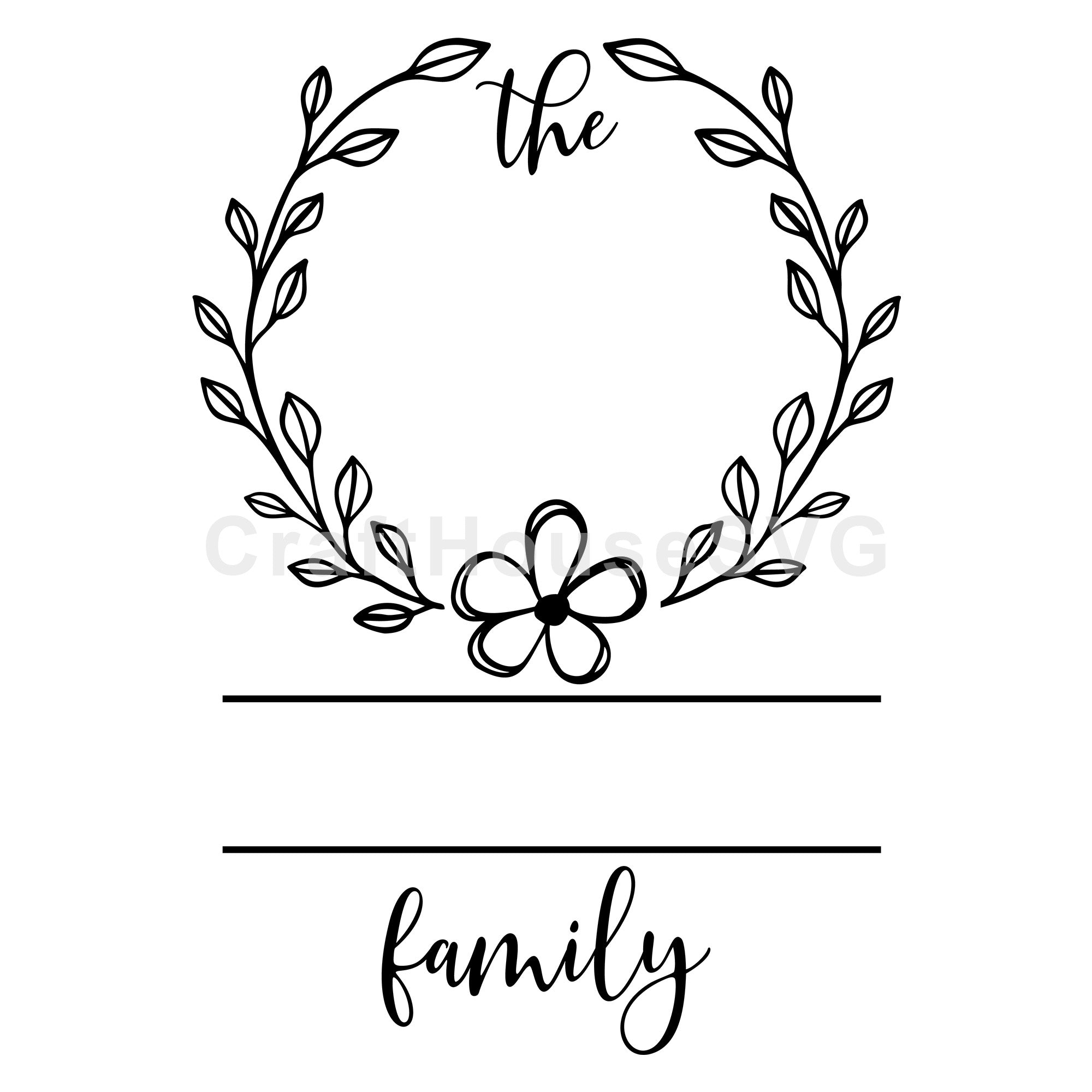 Floral Bottom Wreath Family Monogram Frame SVG