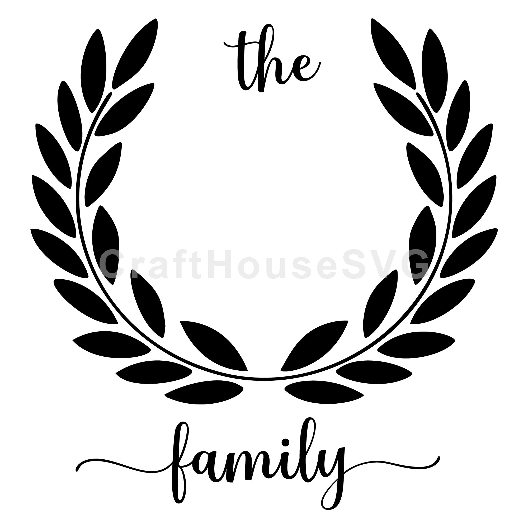 Classic Laurel Wreath Family Monogram Frame SVG