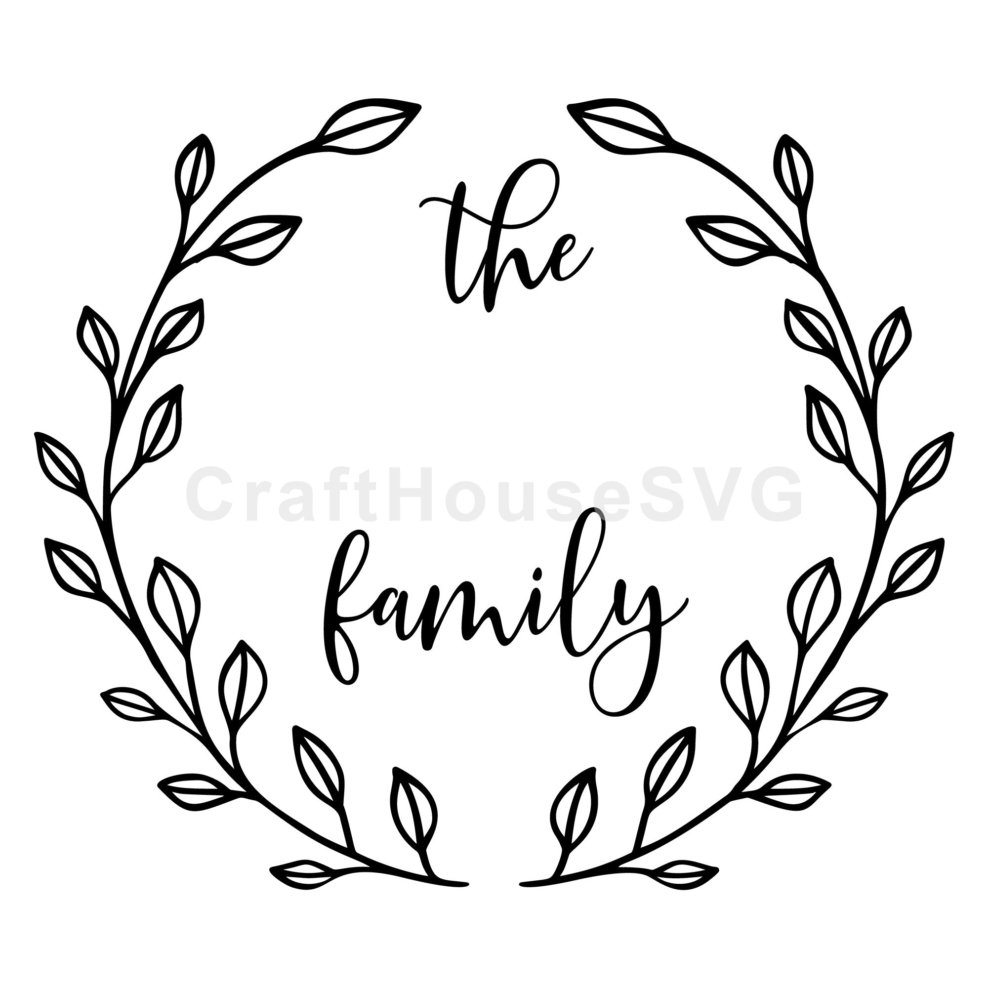 Full Circle Leafy Frame Family Monogram SVG