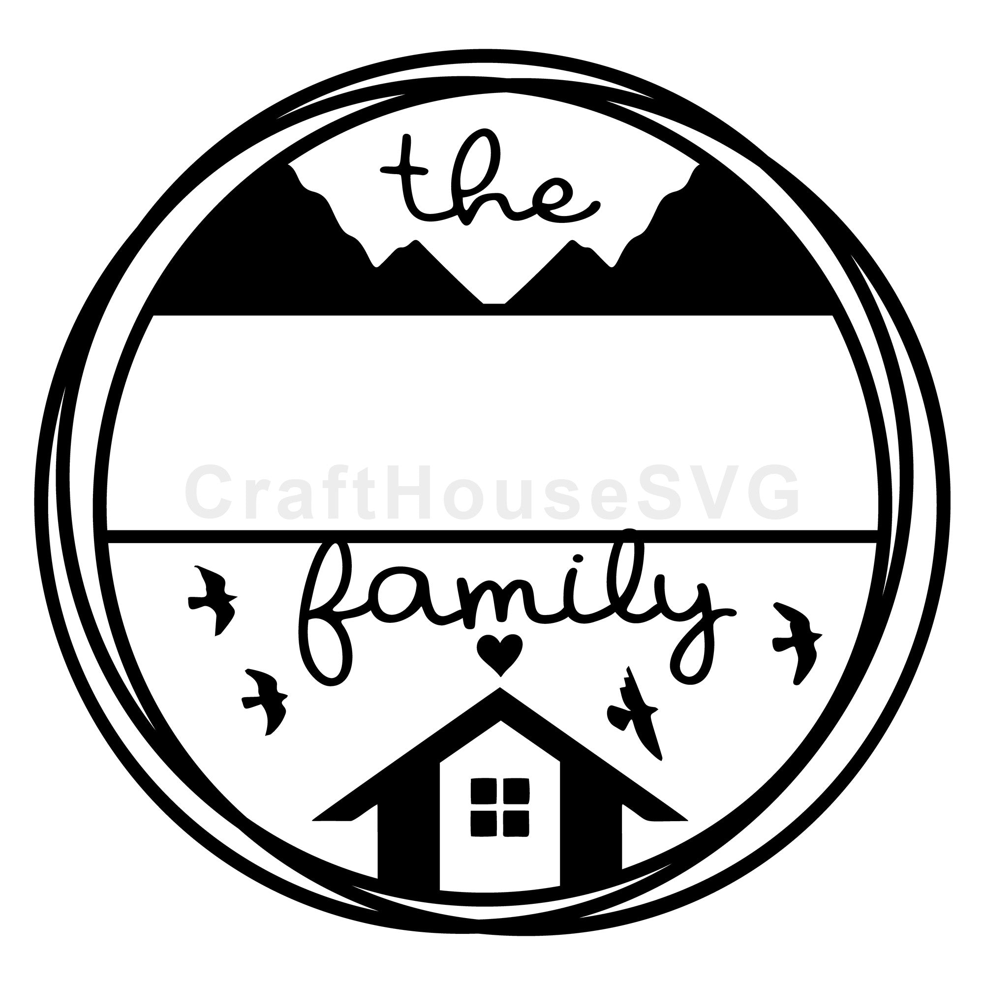 Mountain House Circle Family Monogram Frame SVG