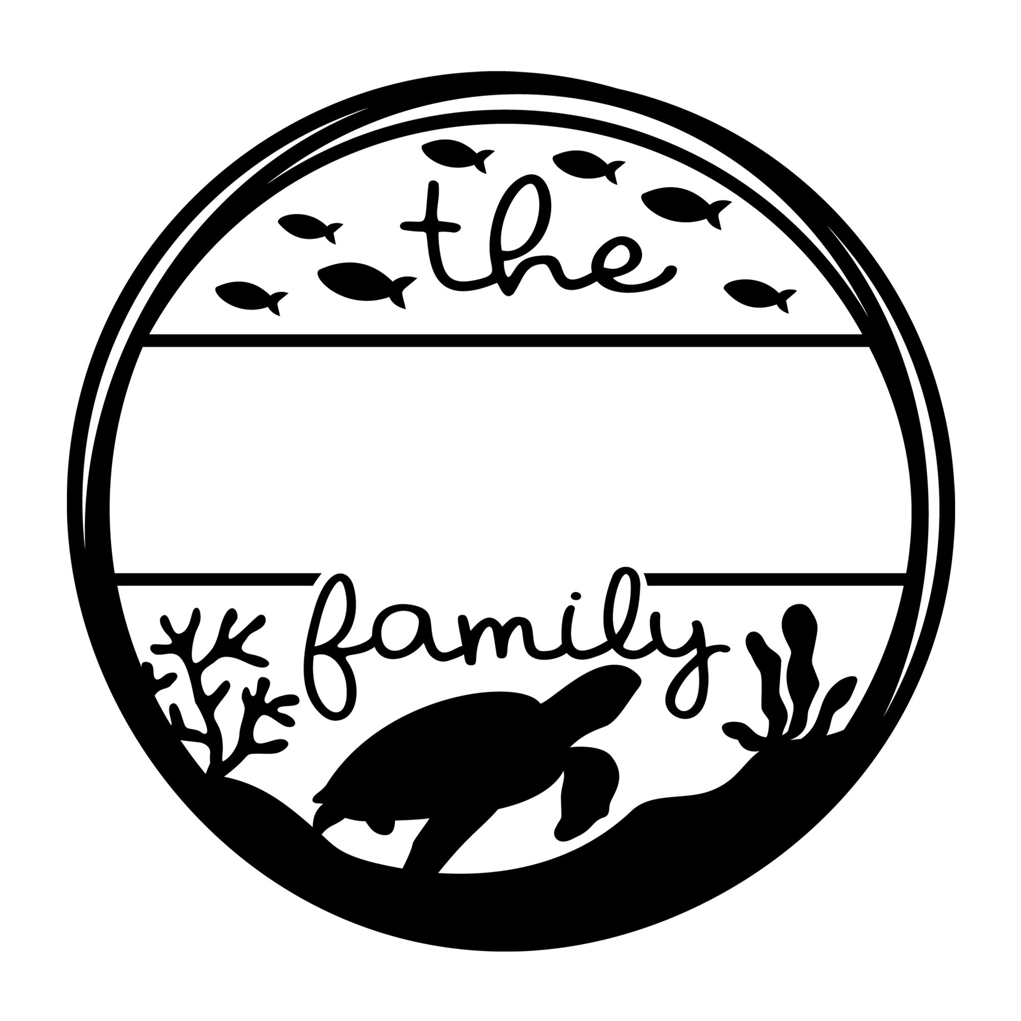 Family Monogram Turtle SVG design for Cricut, Silhouette, laser cutting, vinyl, sublimation, and family monogram craft projects.