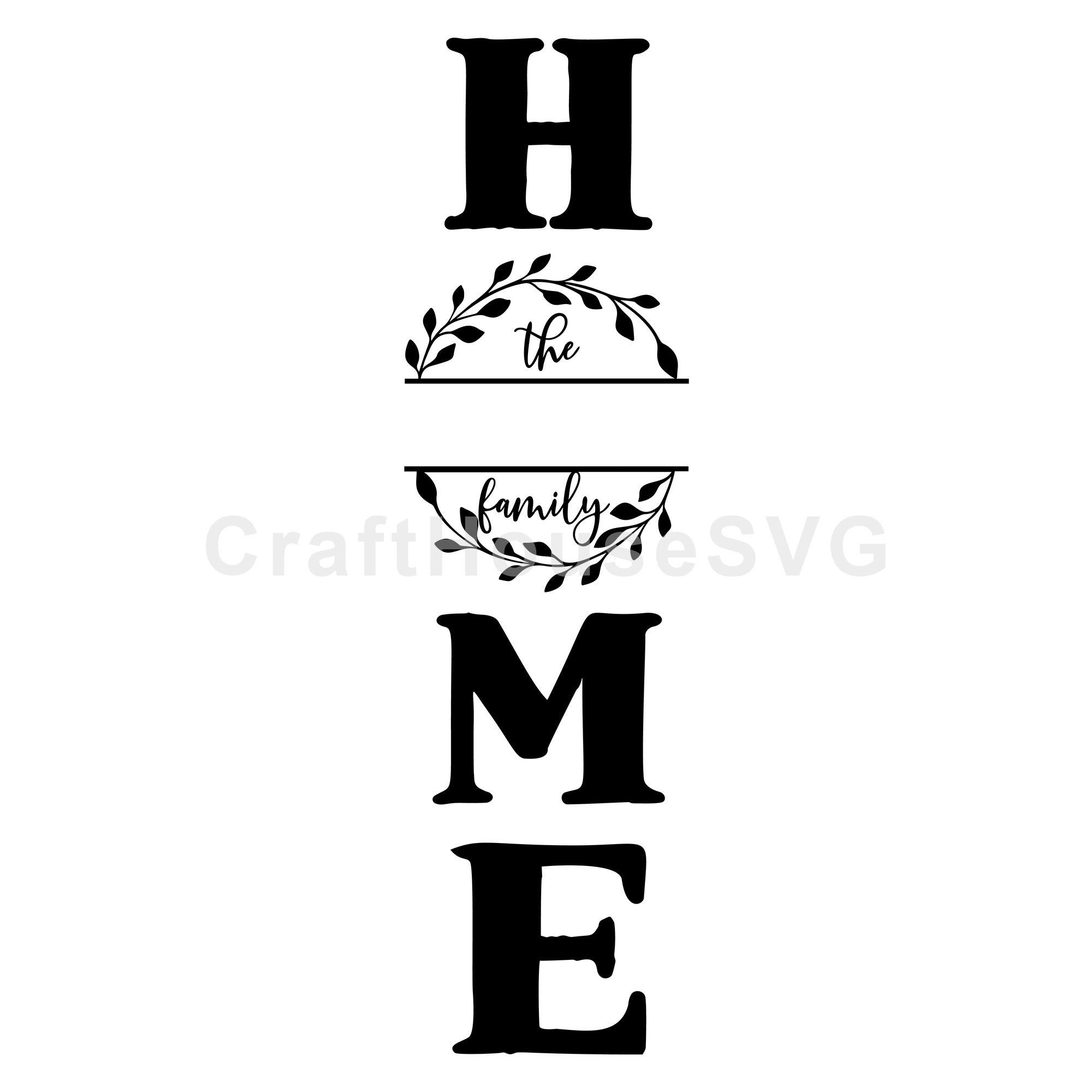 Vertical HOME Letters Family Monogram Frame SVG