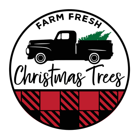 Farm Fresh Christmas Trees SVG design for Cricut, Silhouette, laser cutting, vinyl, sublimation, Christmas welcome signs, and holiday craft projects.