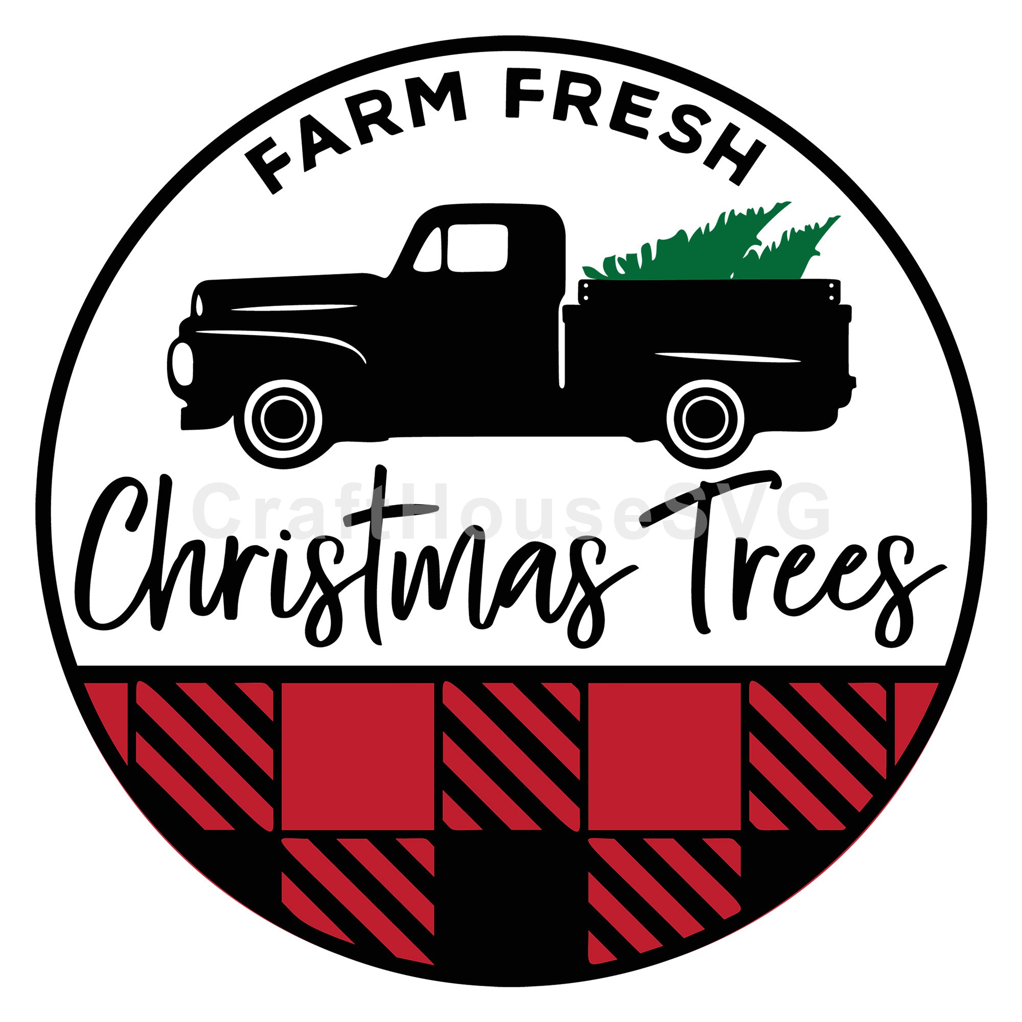 Farm Fresh Christmas Trees Round Sign SVG