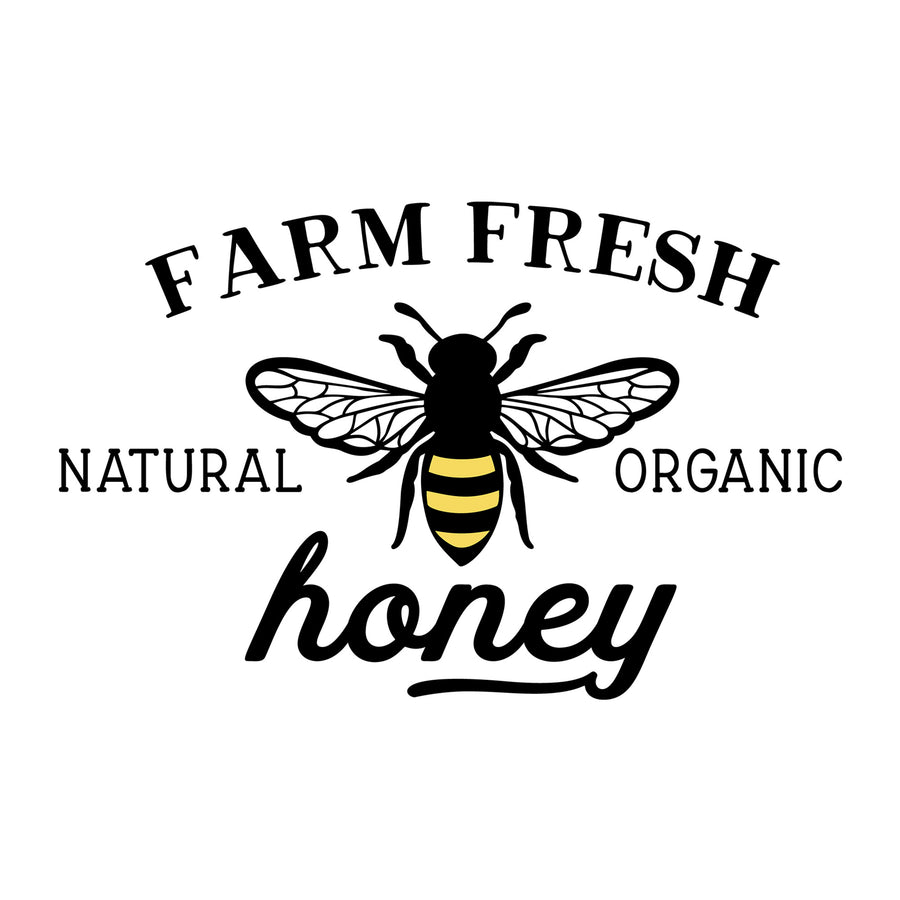 Farm Fresh Honey Natural Organic SVG design for Cricut, Silhouette, laser cutting, vinyl, sublimation, and bee craft projects.