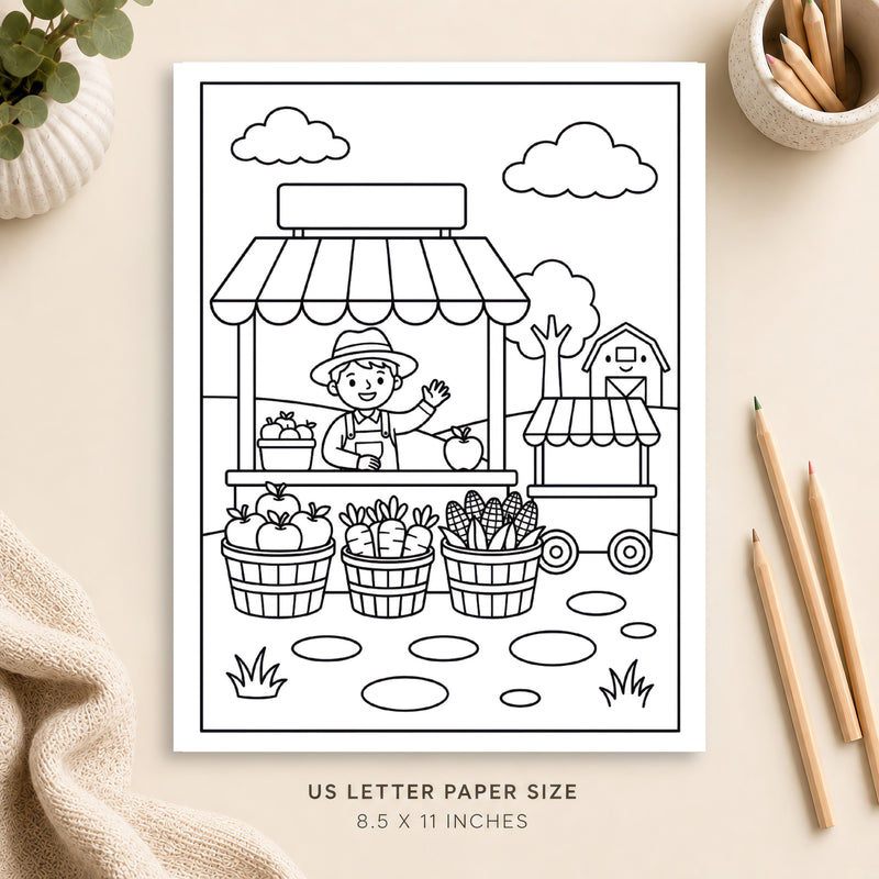 Farmers Market Coloring Page 1