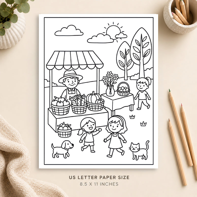 Farmers Market Coloring Page 6