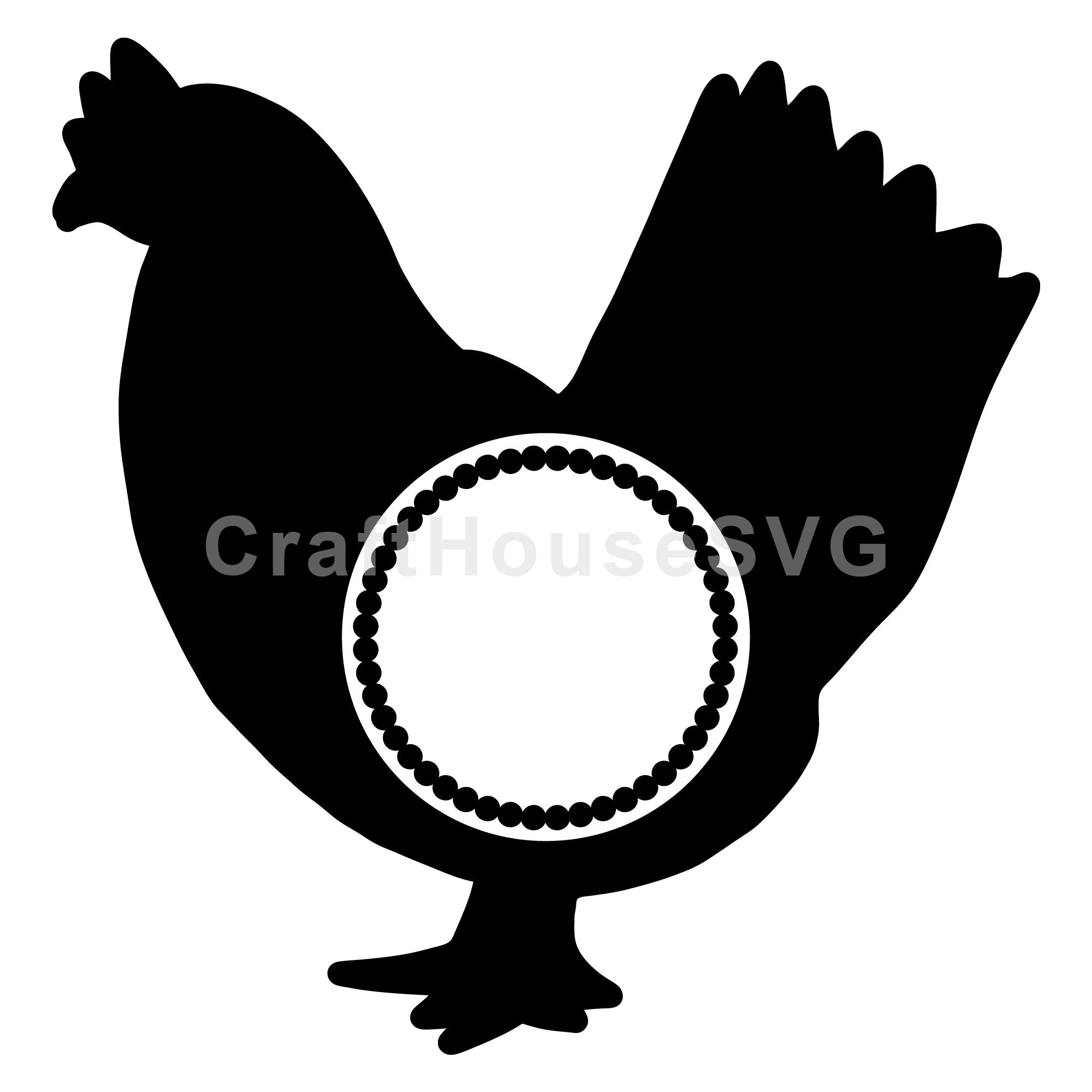 Hen Silhouette Monogram SVG