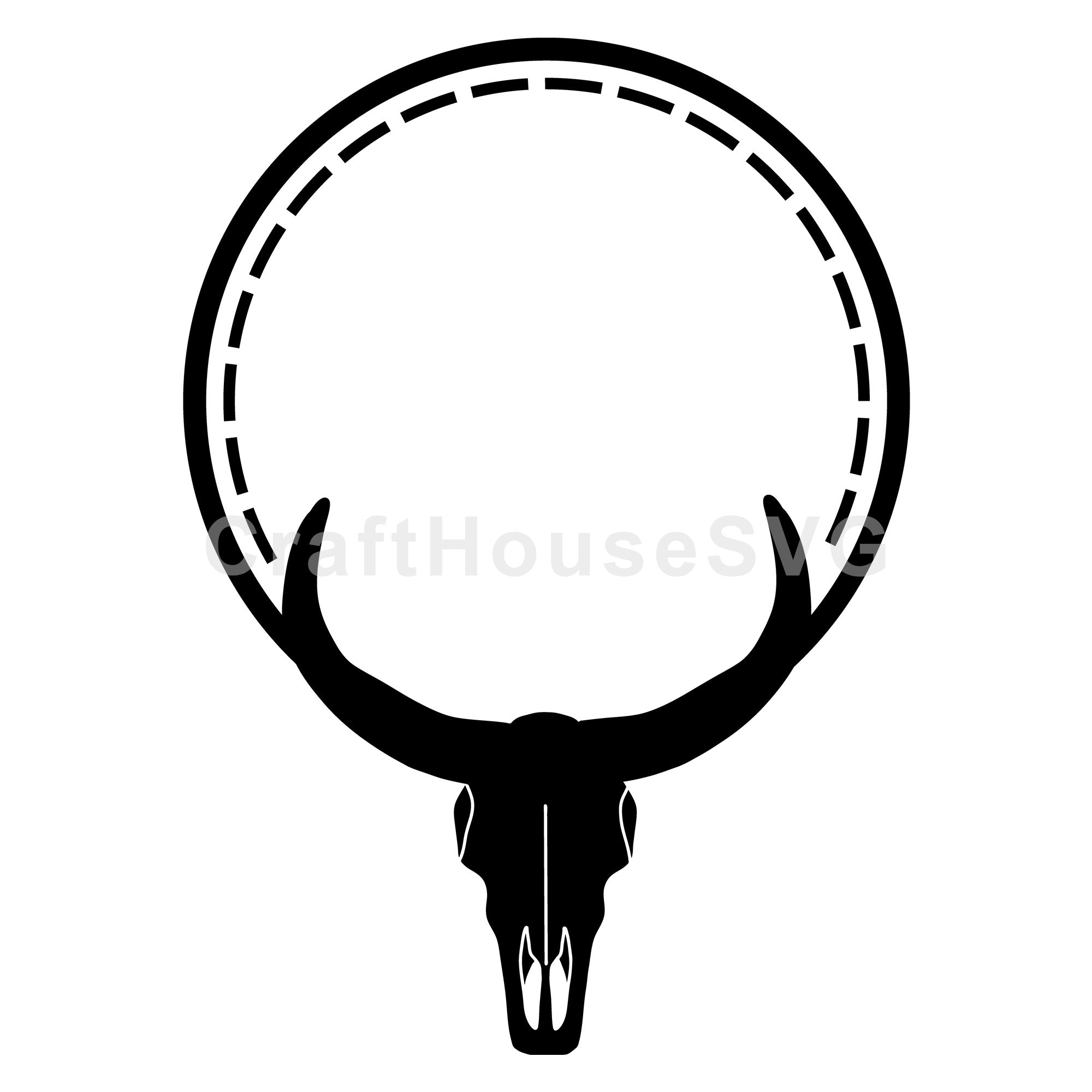 Bull Skull Circle Monogram SVG