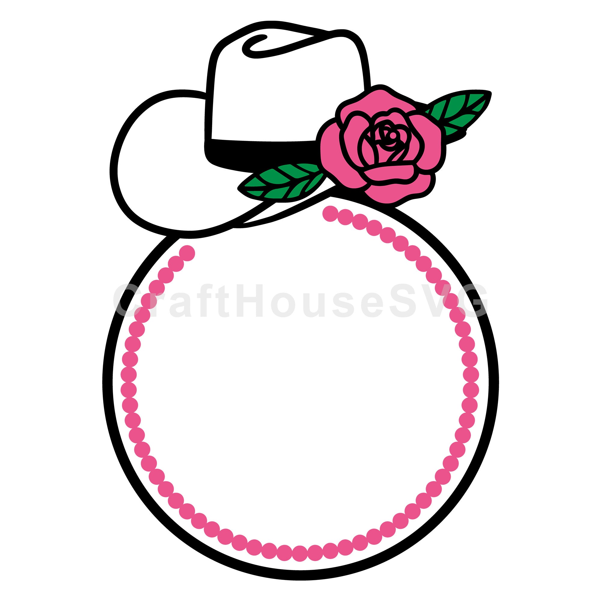 Cowgirl Hat and Rose Monogram SVG