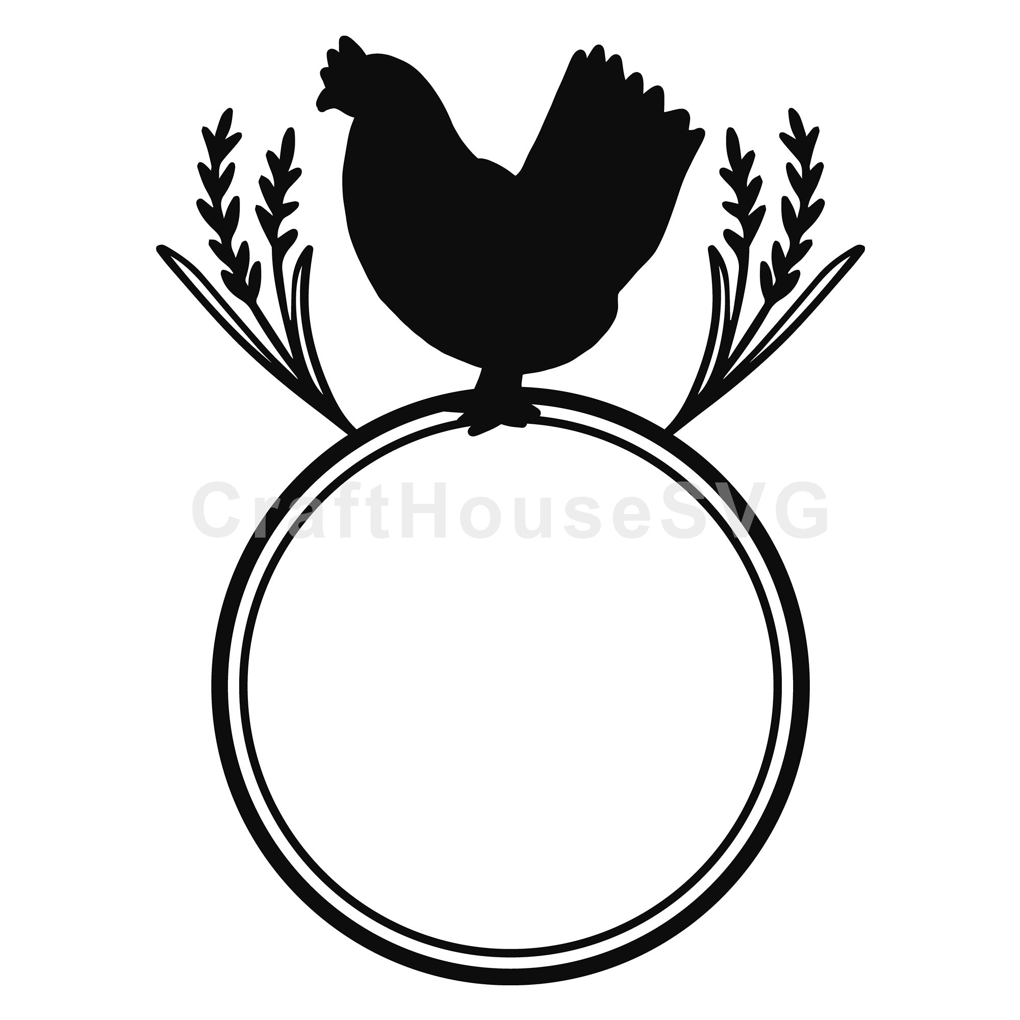 Hen Monogram Frame SVG