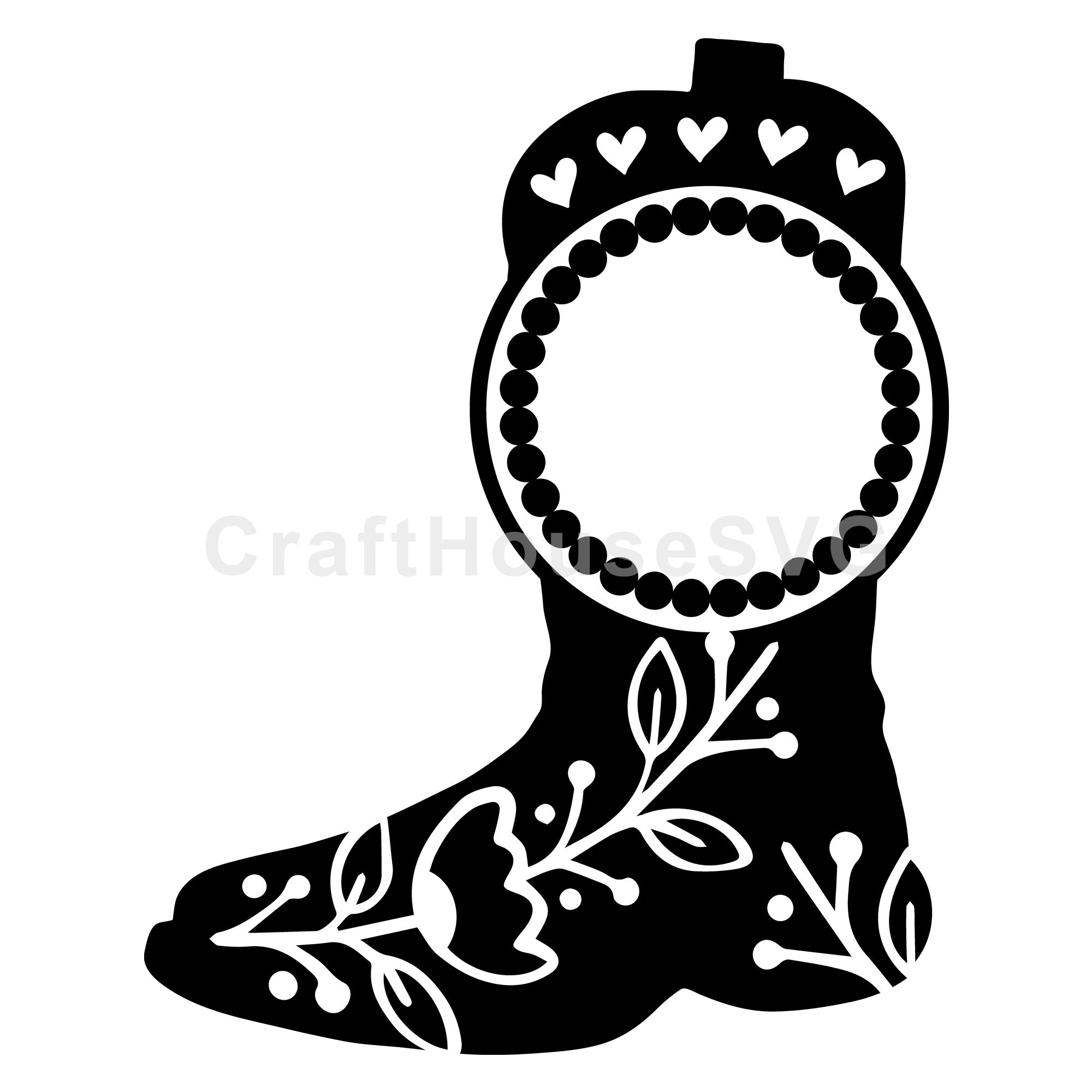 Western Boot with Circle Monogram SVG