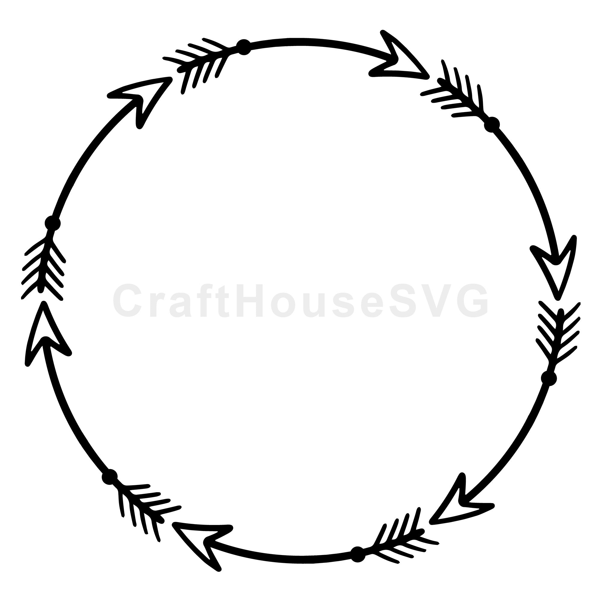 Arrow Circle Wreath Monogram SVG