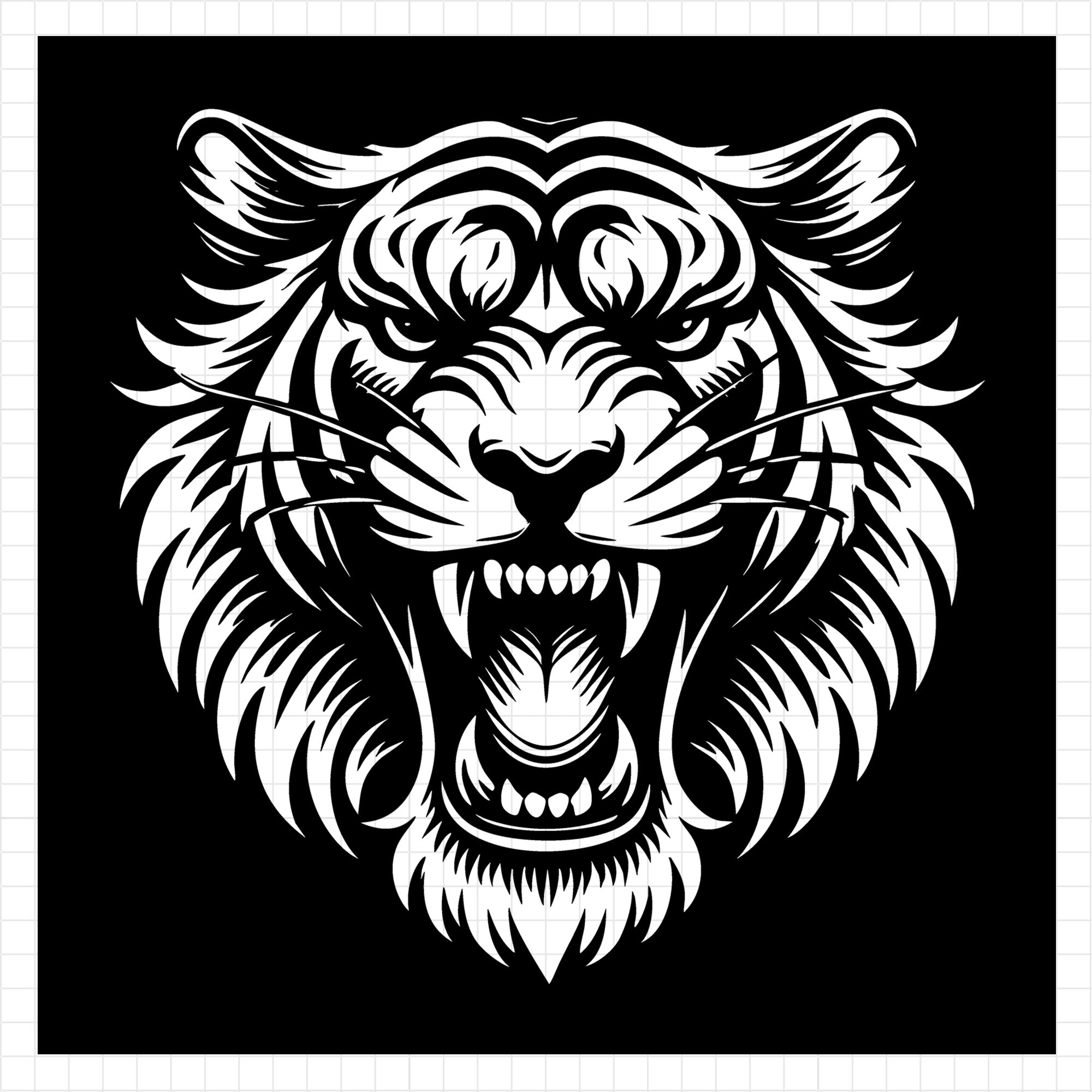 Fierce Silhouette of a Roaring Tiger Head SVG