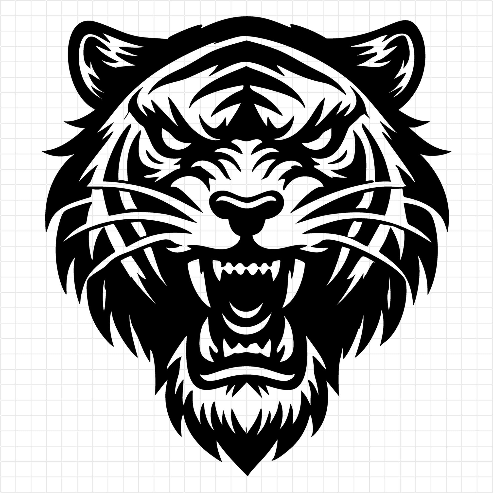 Fierce Tiger Head Illustration With Bold Features SVG