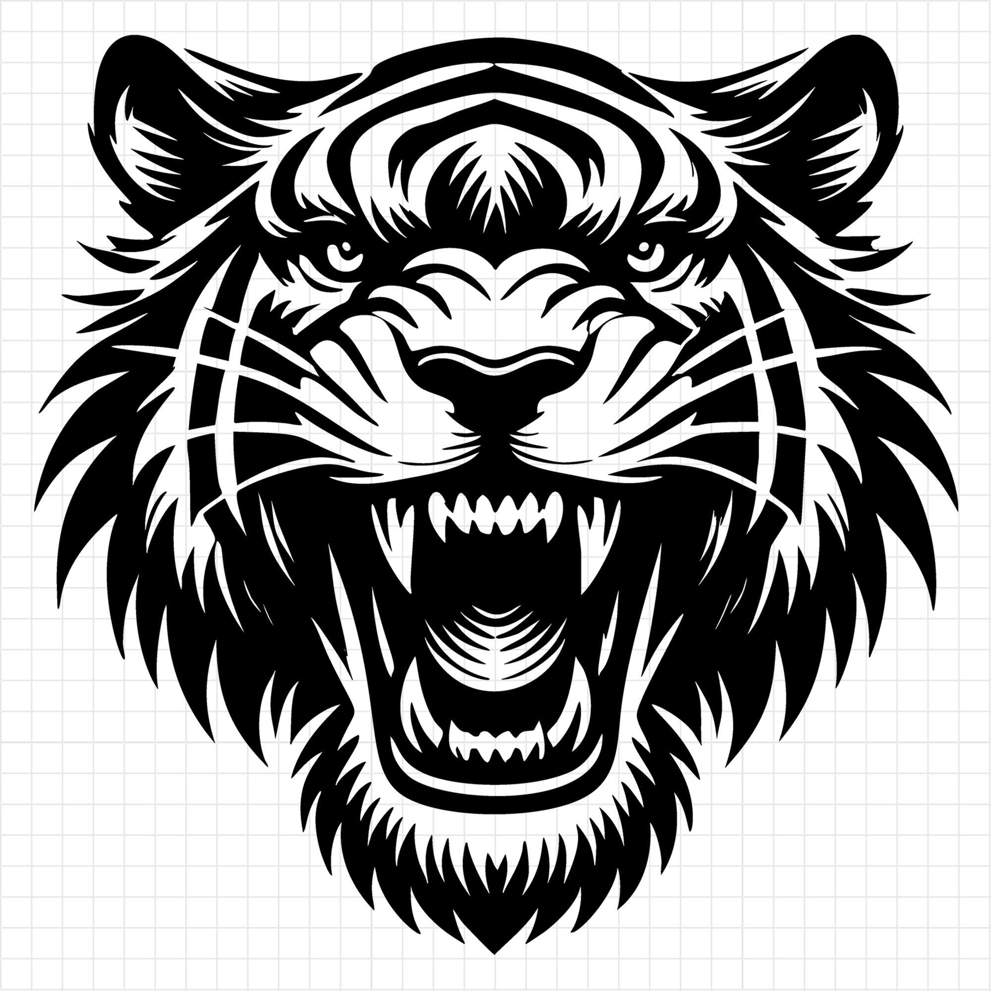 Fierce Tiger Head Silhouette at Twilight SVG