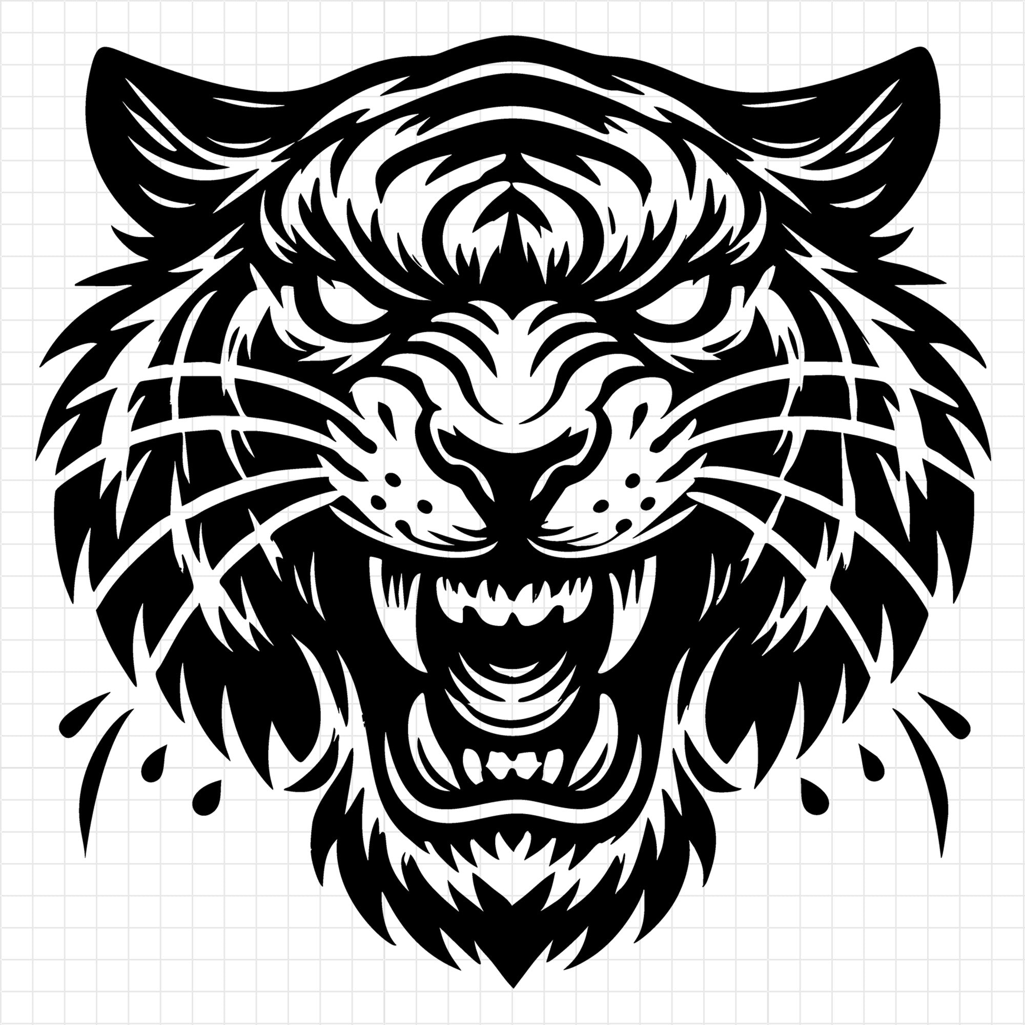 Fierce Tiger Silhouette With Roaring Expression SVG