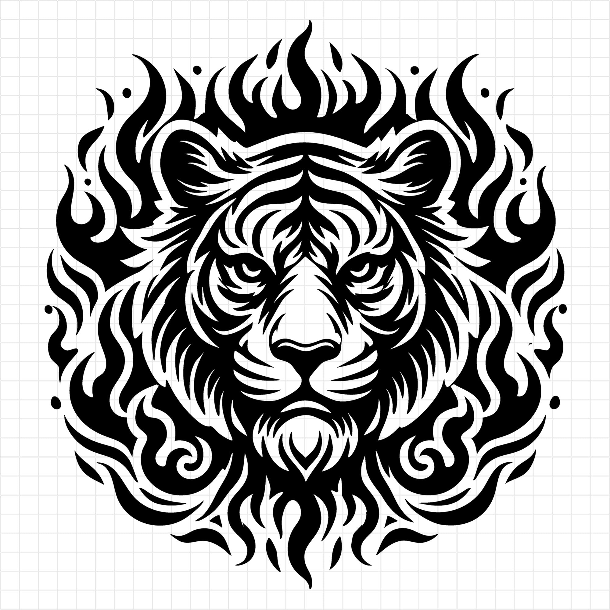 Fierce Tiger with Fiery Flames SVG