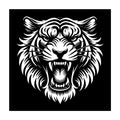 Fierce Silhouette of a Roaring Tiger Head SVG design for Cricut, Silhouette, laser cutting, vinyl, sublimation, and craft projects.