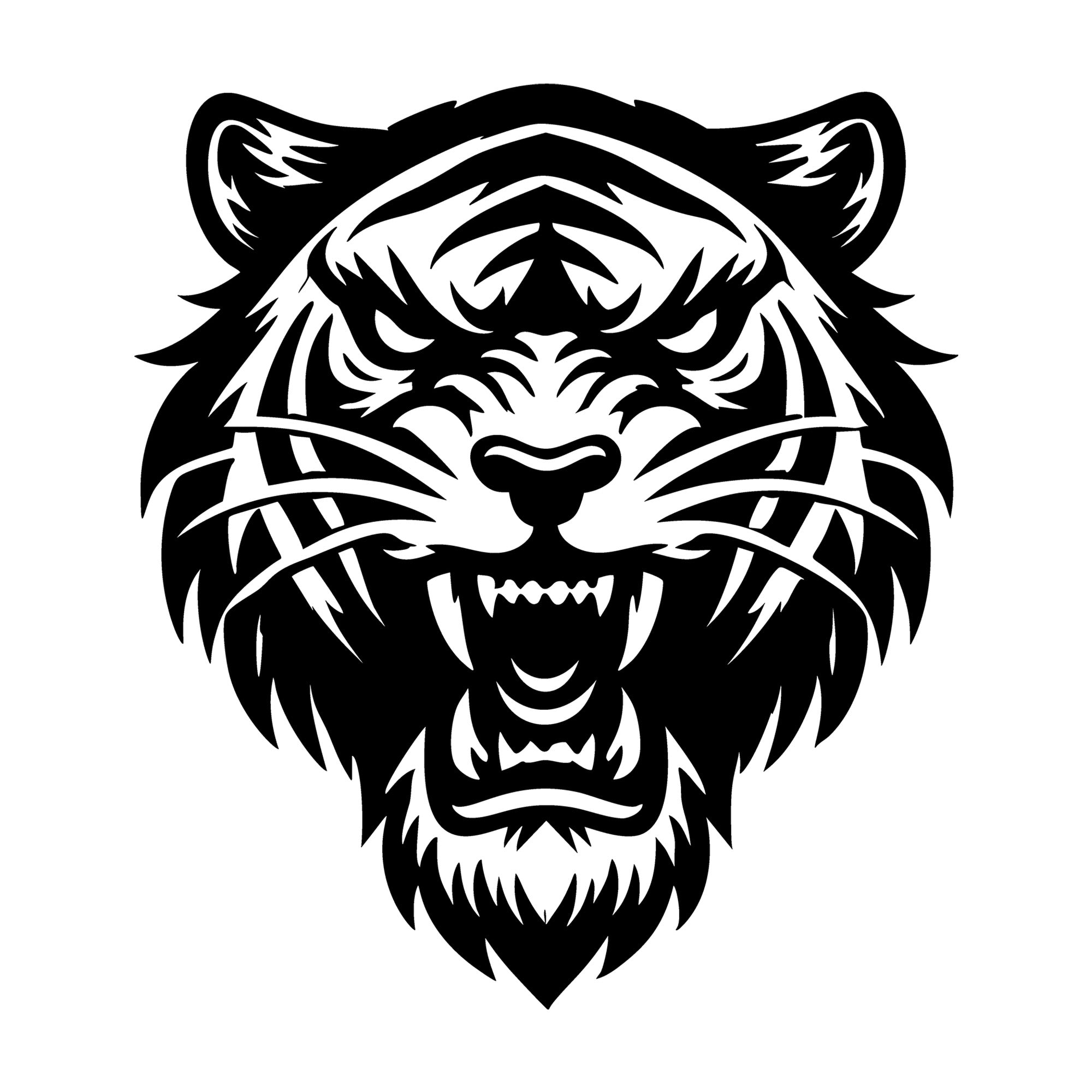 Fierce Tiger Head Illustration With Bold Features SVG design for Cricut, Silhouette, laser cutting, vinyl, sublimation, and craft projects.