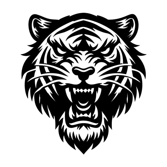 Fierce Tiger Head Illustration With Bold Features SVG design for Cricut, Silhouette, laser cutting, vinyl, sublimation, and craft projects.