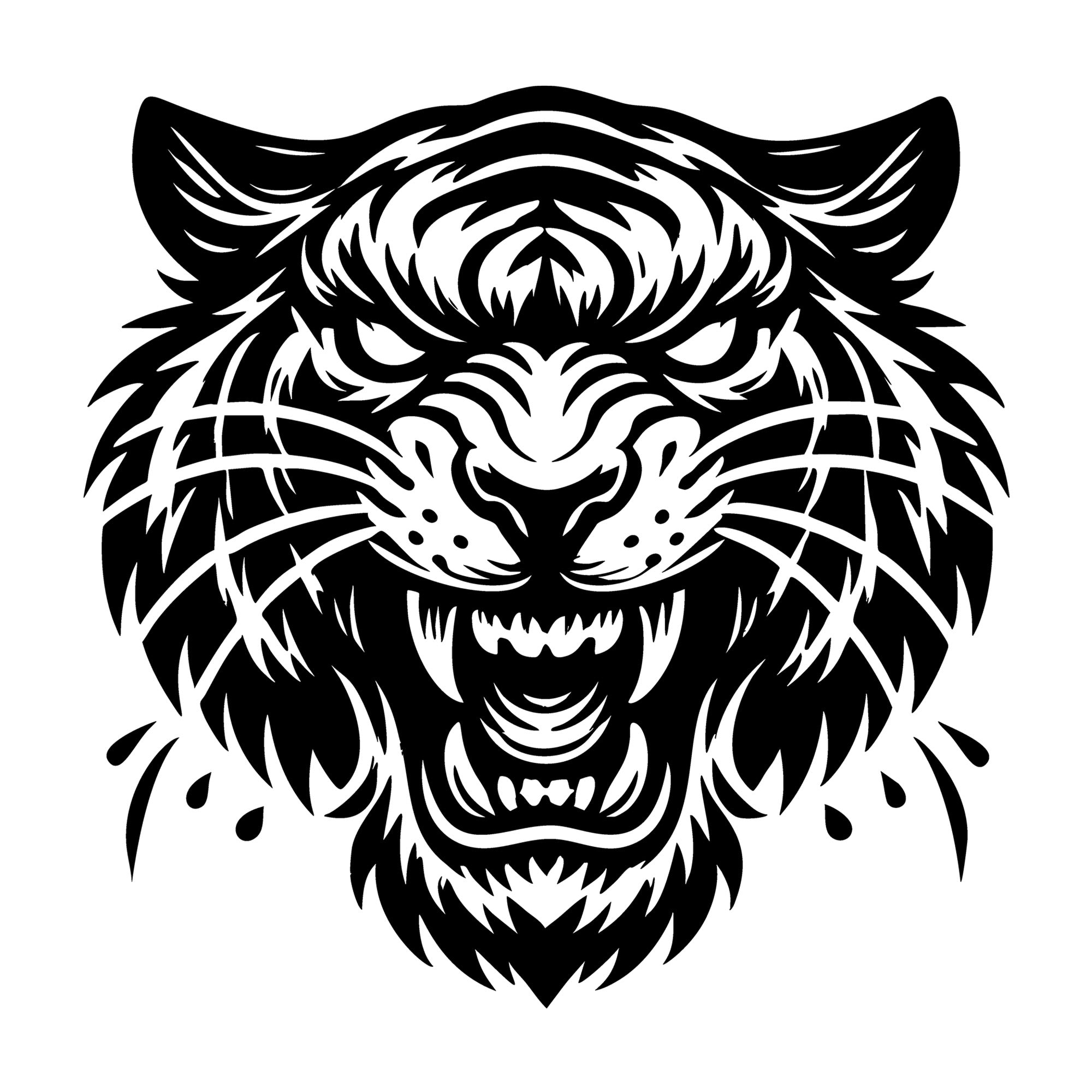Fierce Tiger Silhouette With Roaring Expression SVG design for Cricut, Silhouette, laser cutting, vinyl, sublimation, and craft projects.