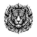 Fierce Tiger with Fiery Flames SVG design for Cricut, Silhouette, laser cutting, vinyl, sublimation, and craft projects.