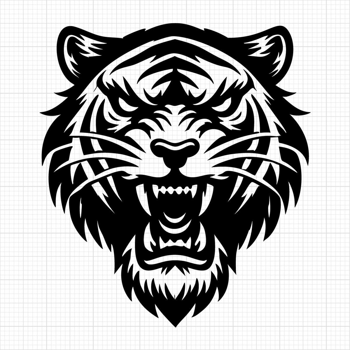 Fierce Tiger Head Illustration With Bold Features