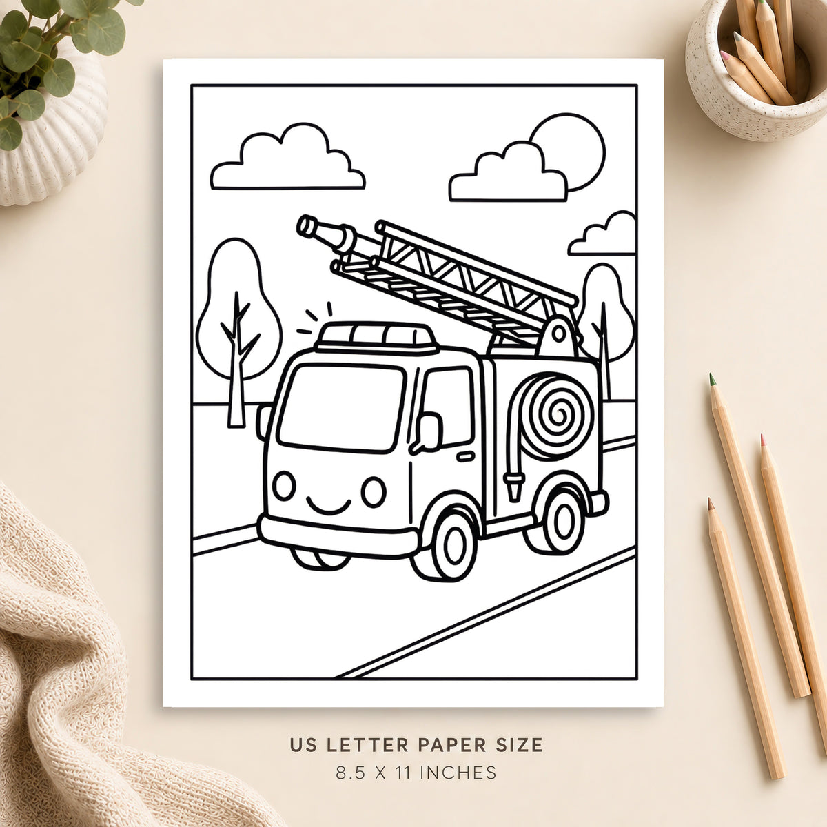 Fire Truck Coloring Page 1