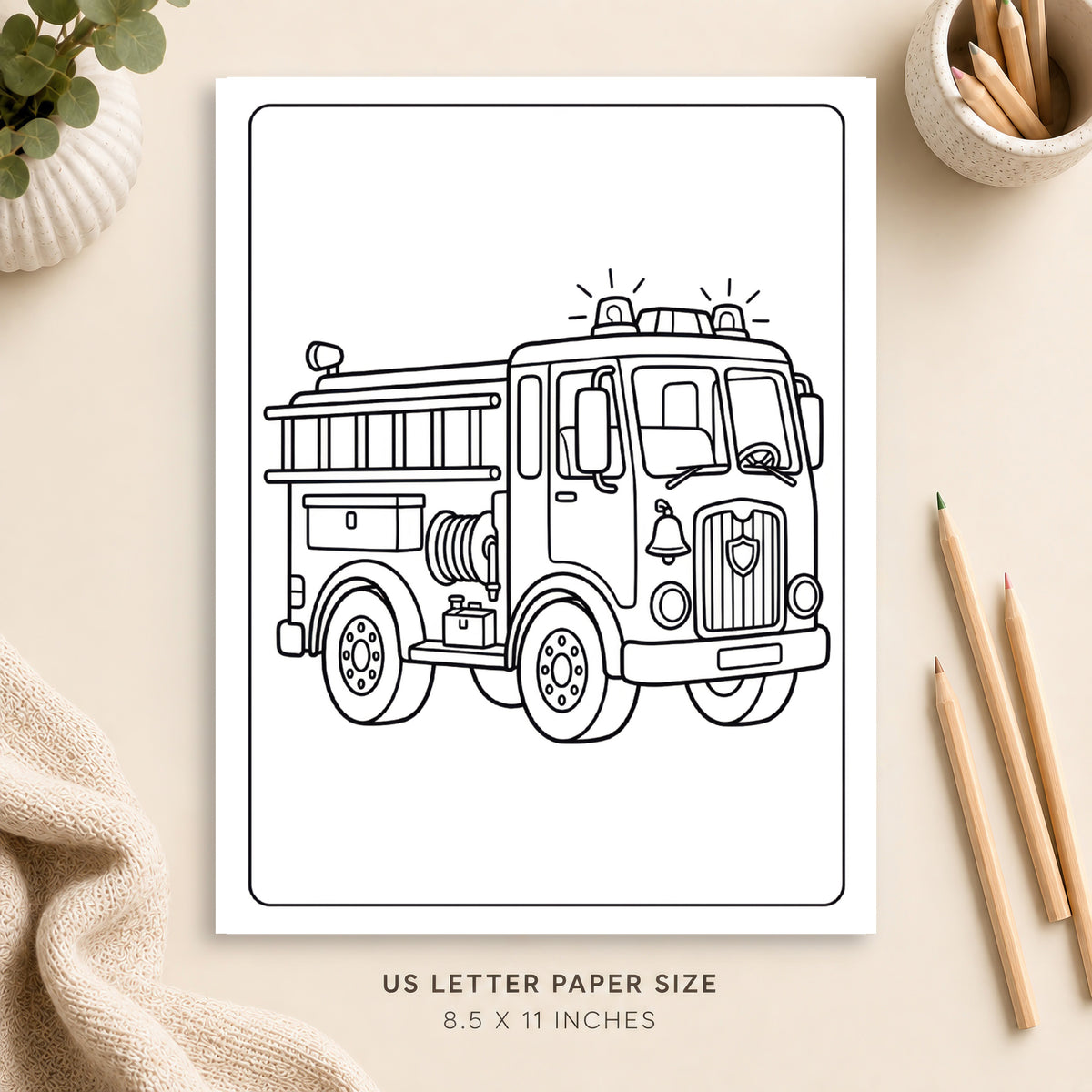 Fire Truck Coloring Page 2