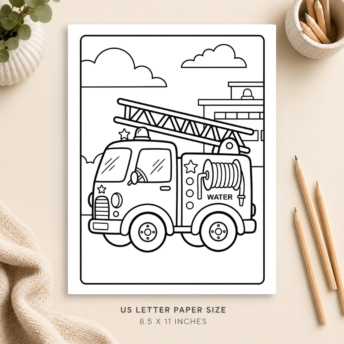 Fire Truck Coloring Page 4