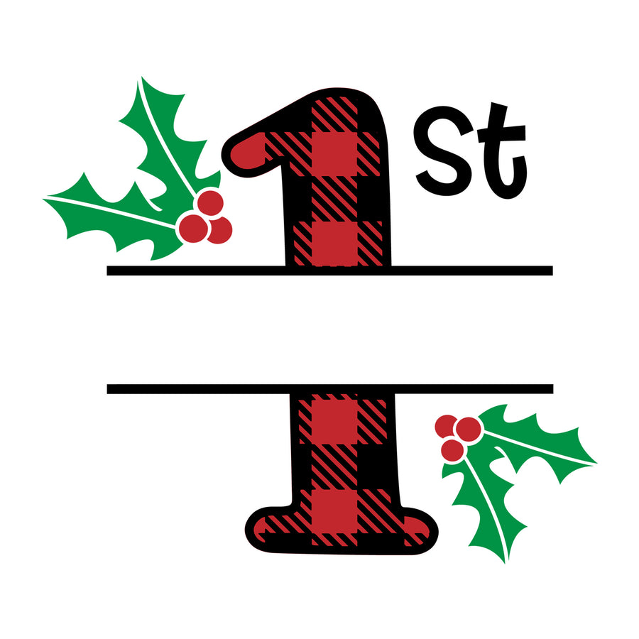 First Plaid Monogram SVG for Cricut, Silhouette, laser cutting, vinyl, sublimation, Christmas shirts, signs, decals, mugs, and DIY craft projects.